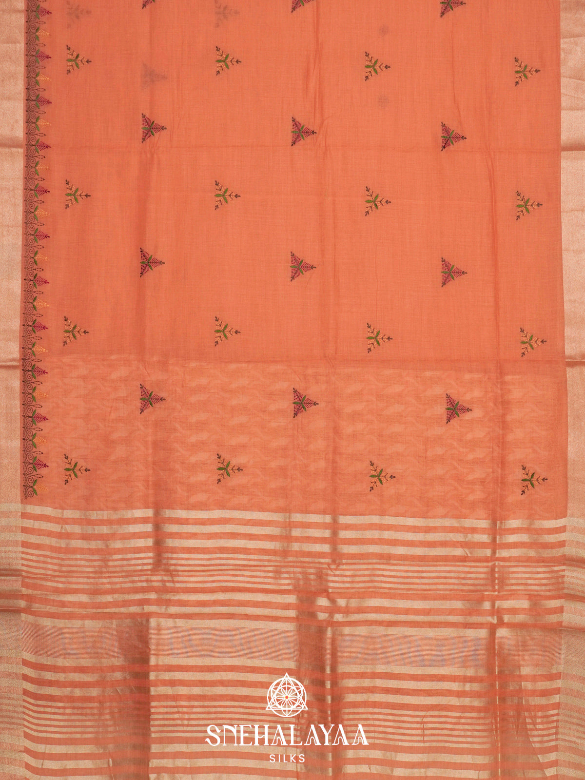Peach  Linen Saree