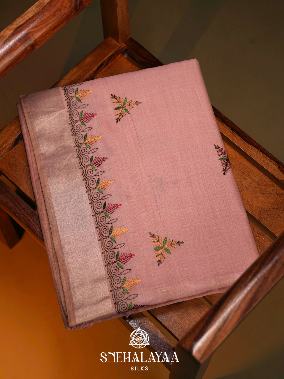 Baby Pink  Linen Saree
