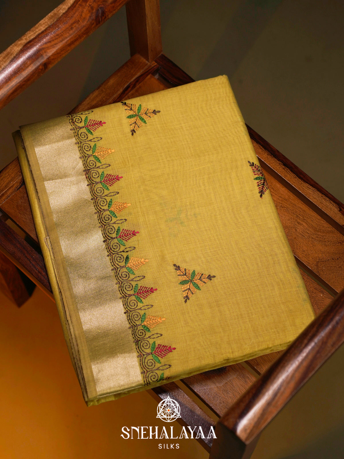 Yellow  Linen Saree