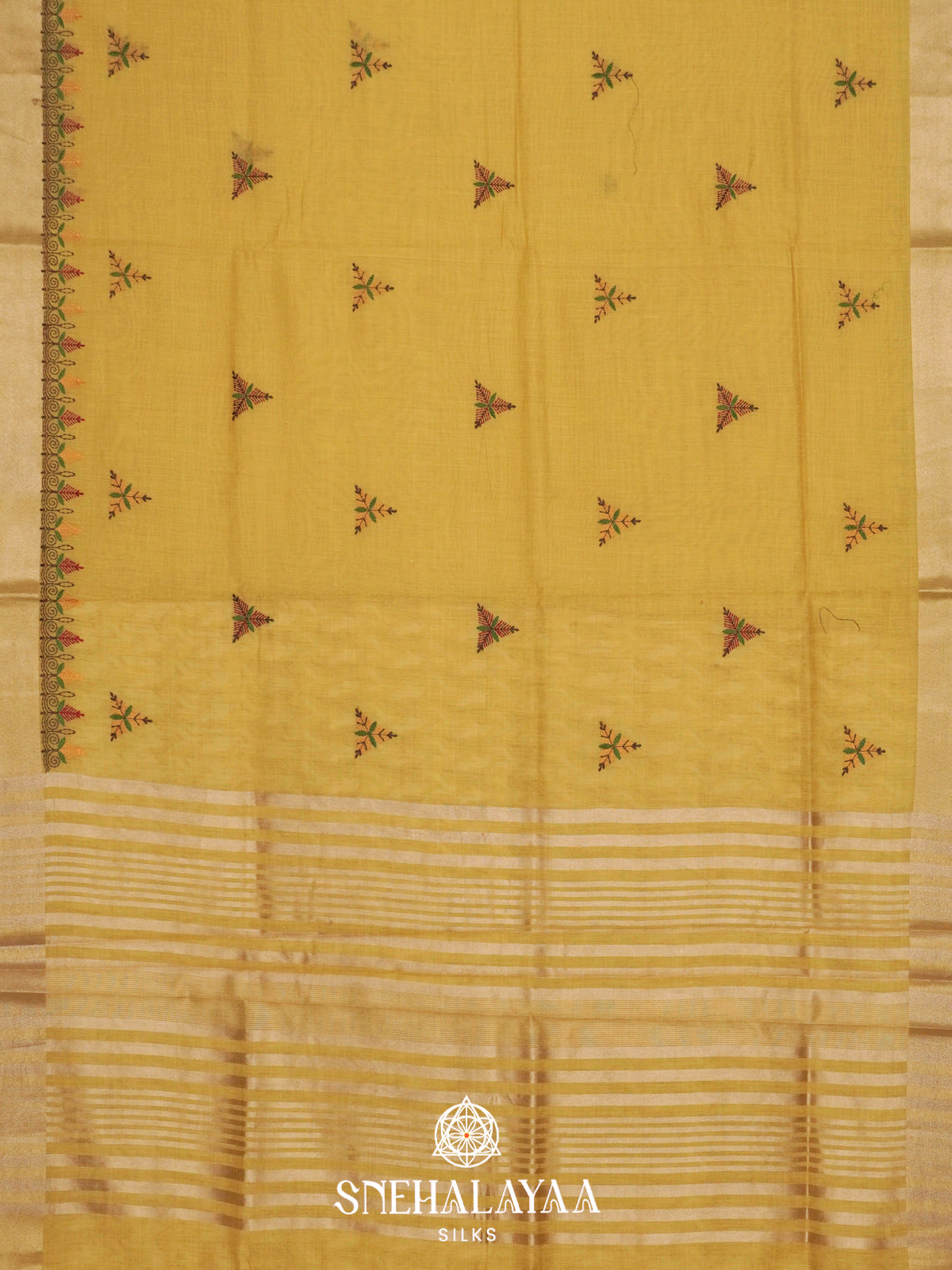 Yellow  Linen Saree