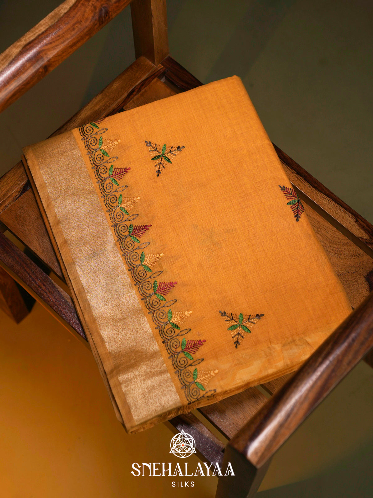 Orange  Linen Saree