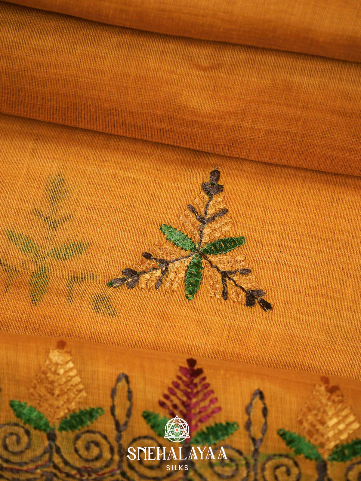 Orange  Linen Saree