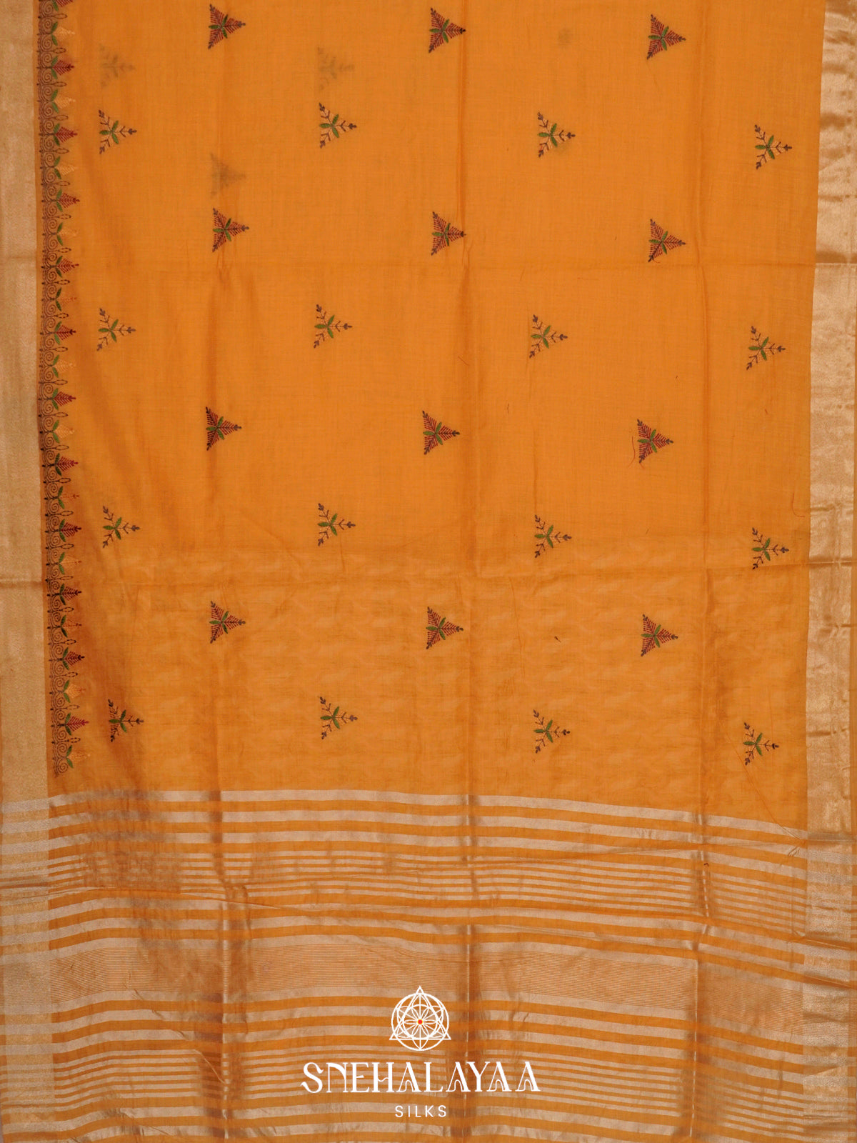 Orange  Linen Saree