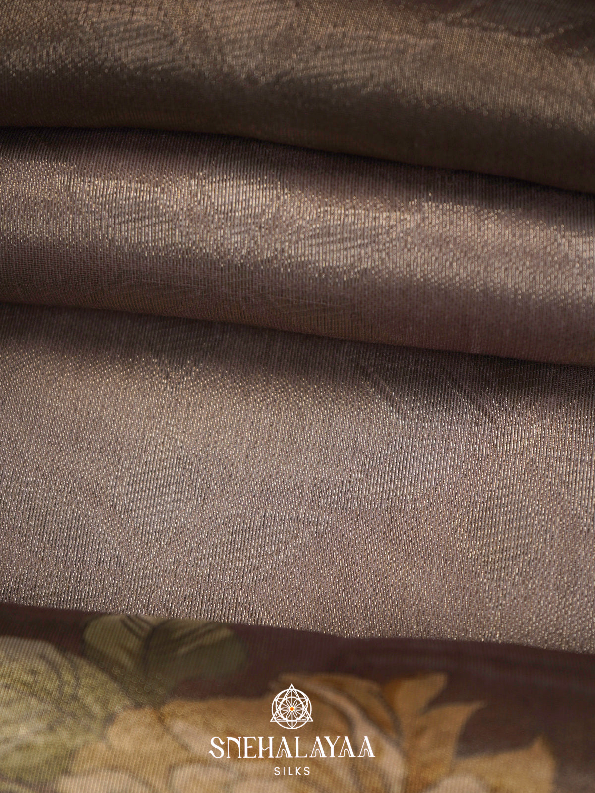 Brown Floral Tissue Saree