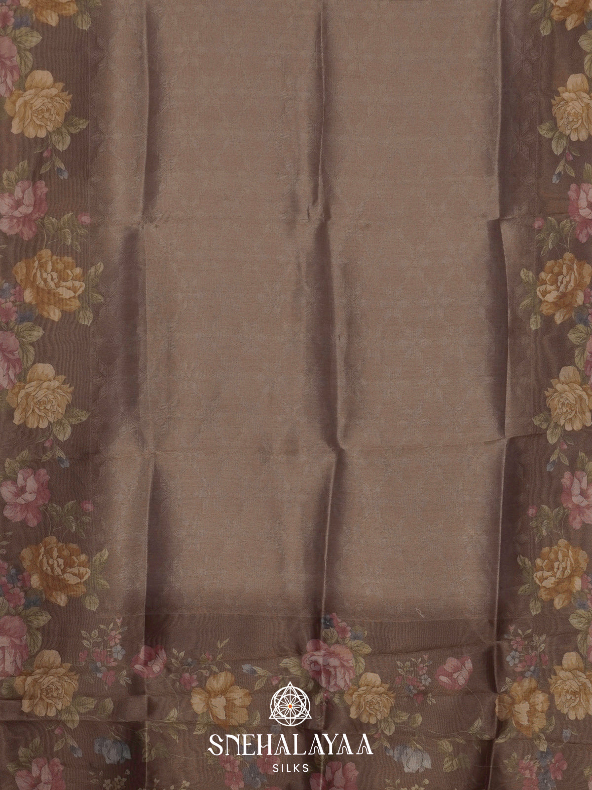 Brown Floral Tissue Saree