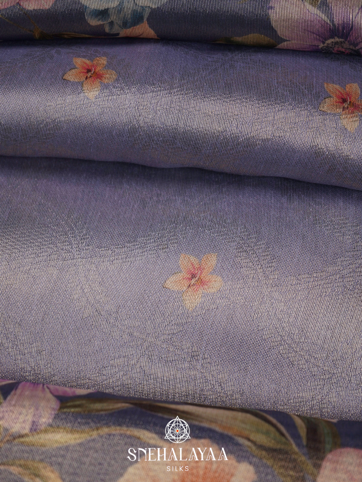 Lilac Floral Tissue Saree