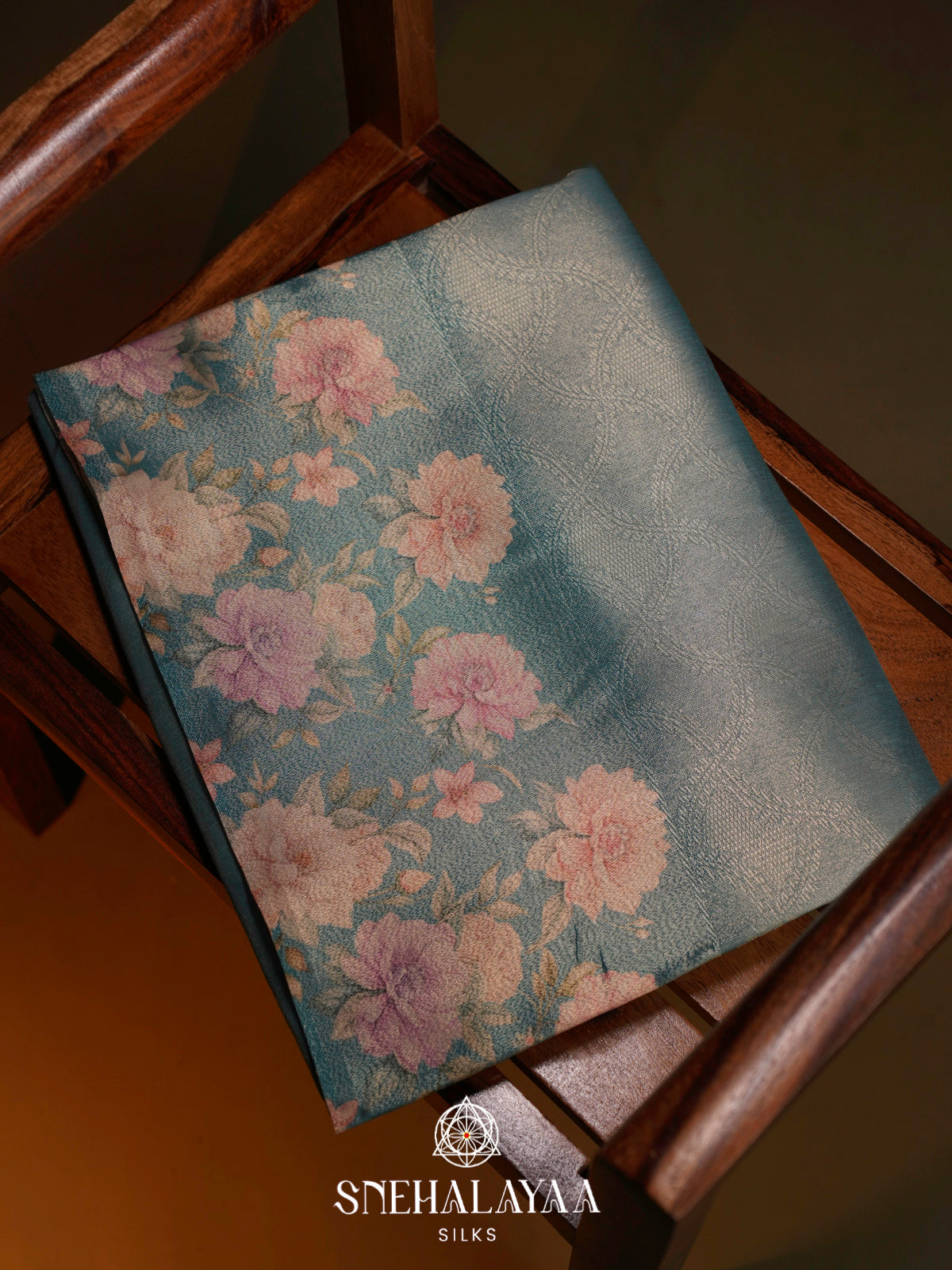 Blue Floral Tissue Saree