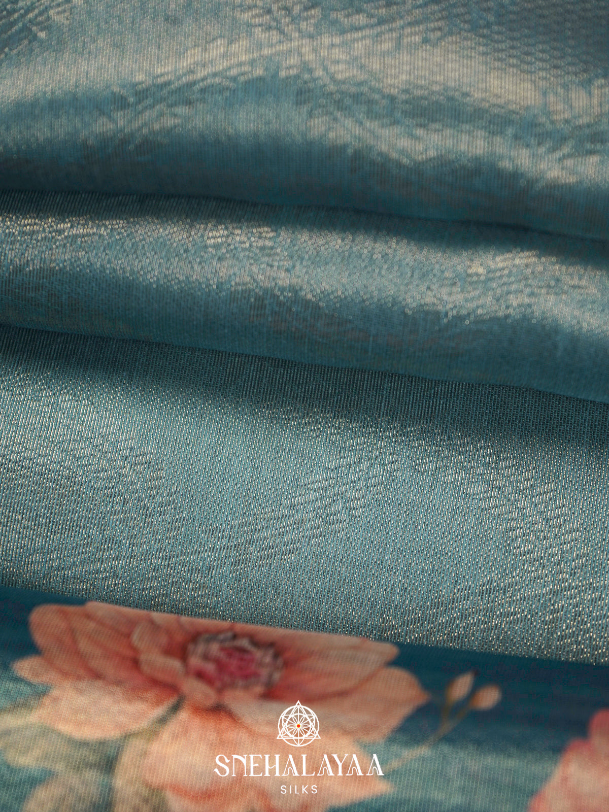 Blue Floral Tissue Saree