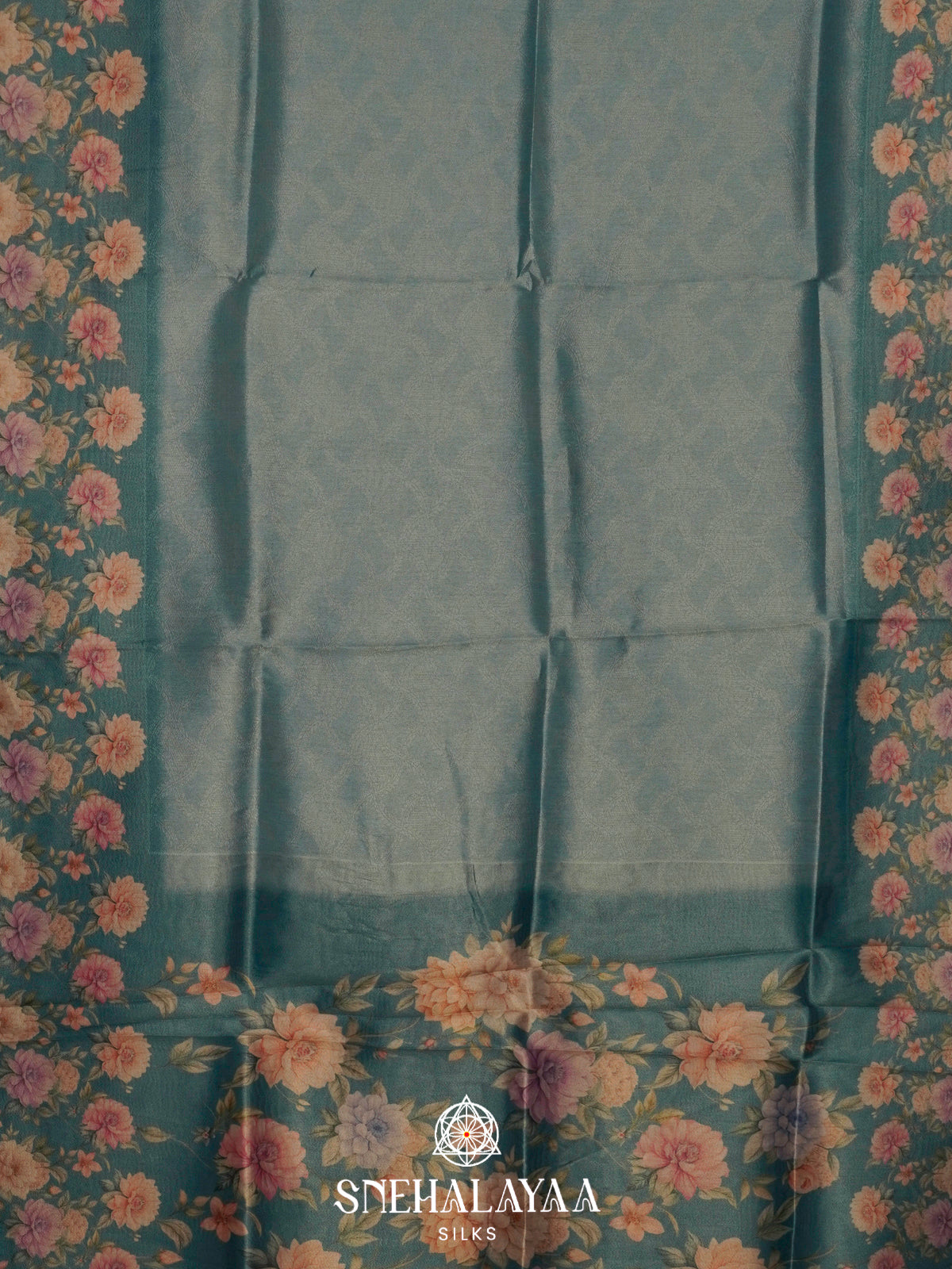 Blue Floral Tissue Saree