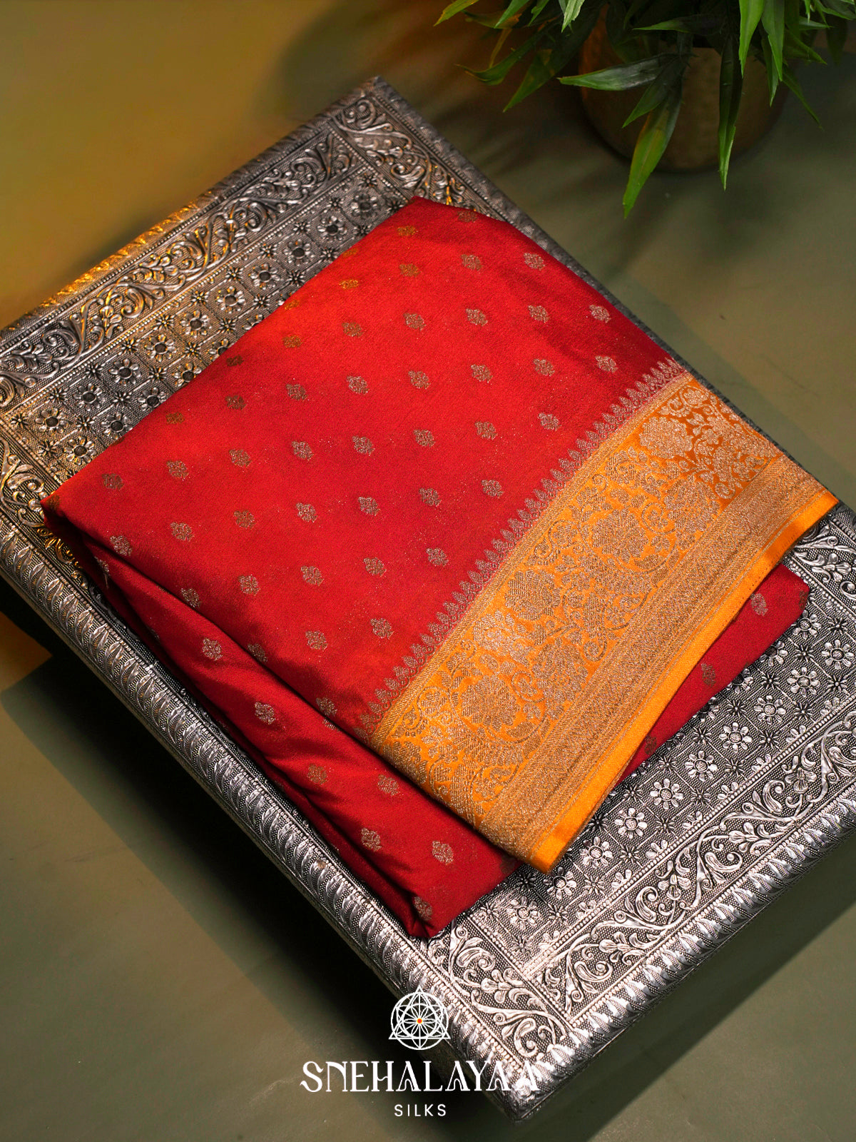 Ruby Red Banaras Saree