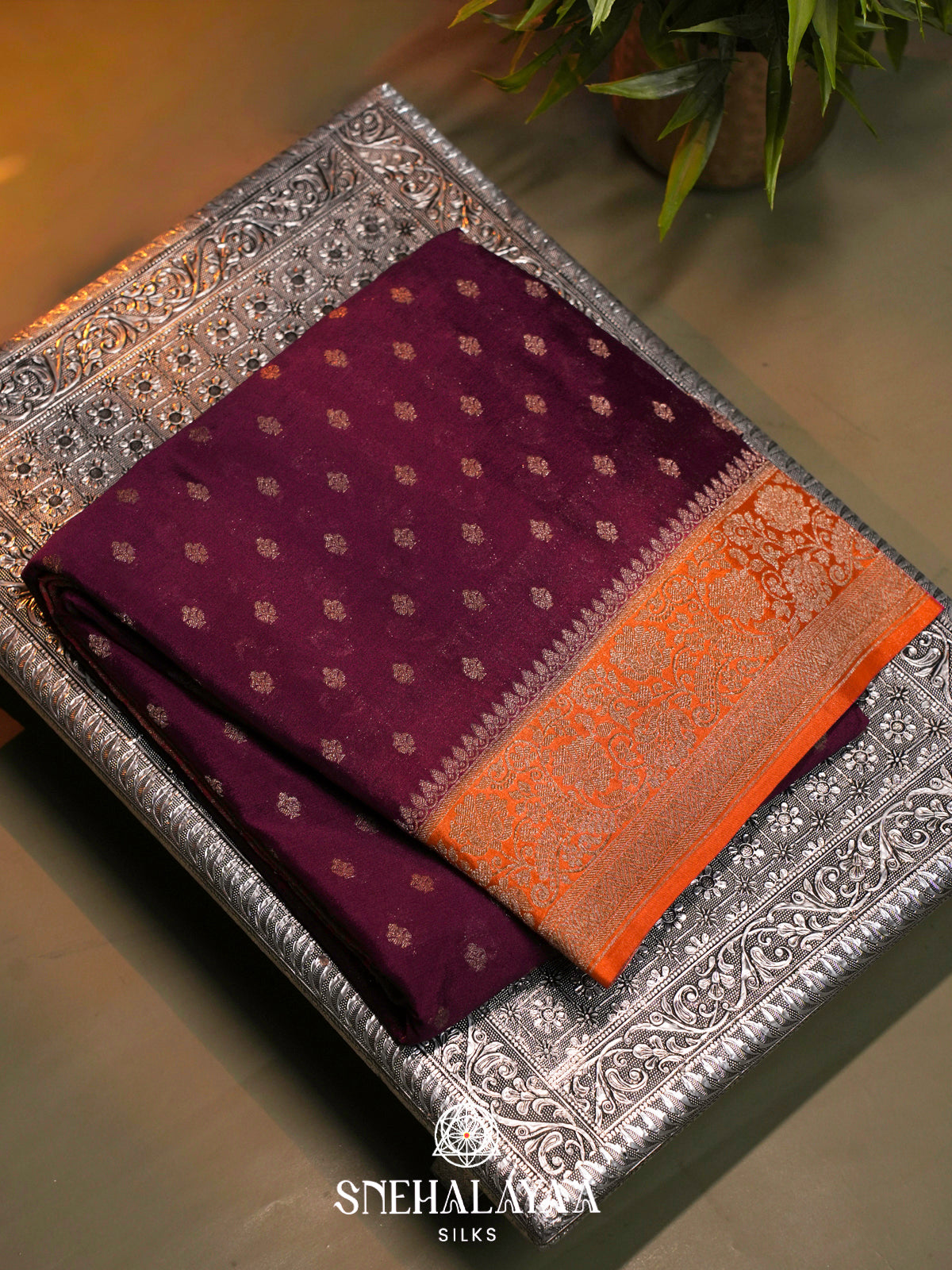 Wine Red Banaras Saree