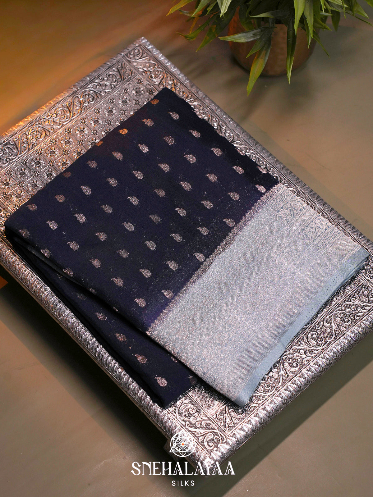 Navy Blue Banaras Saree