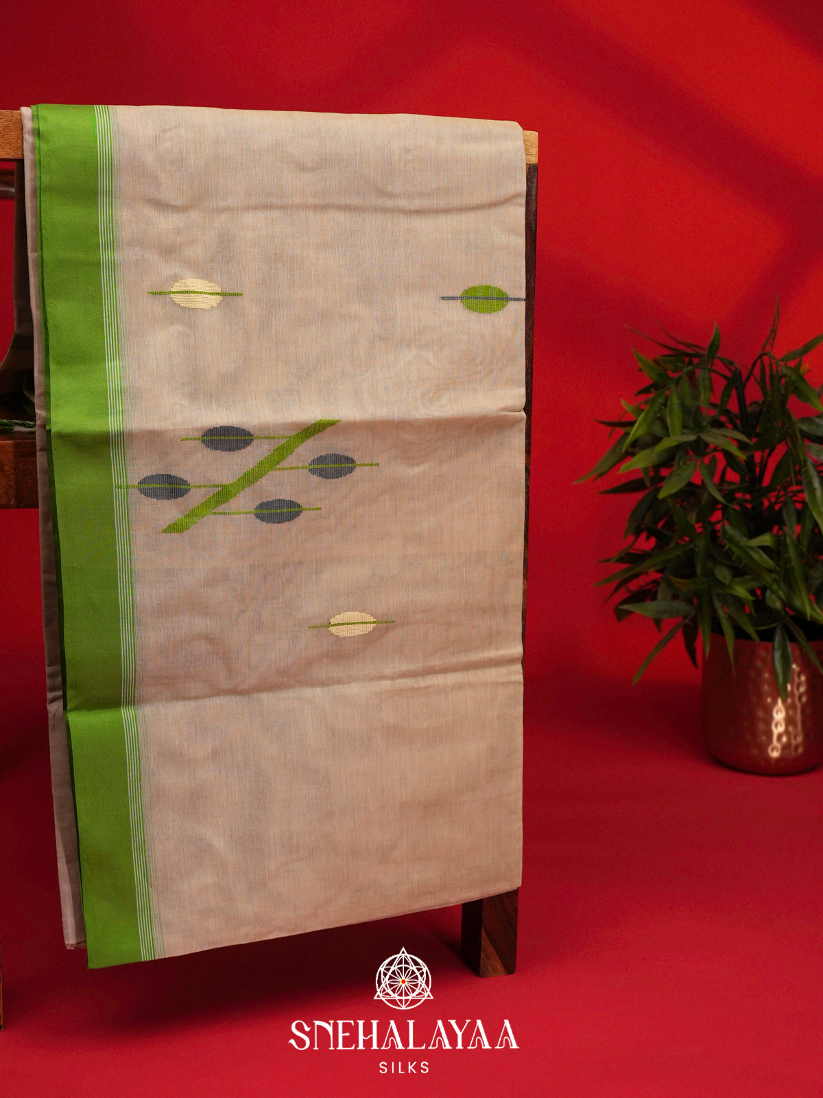Beige Bengal Cotton Saree