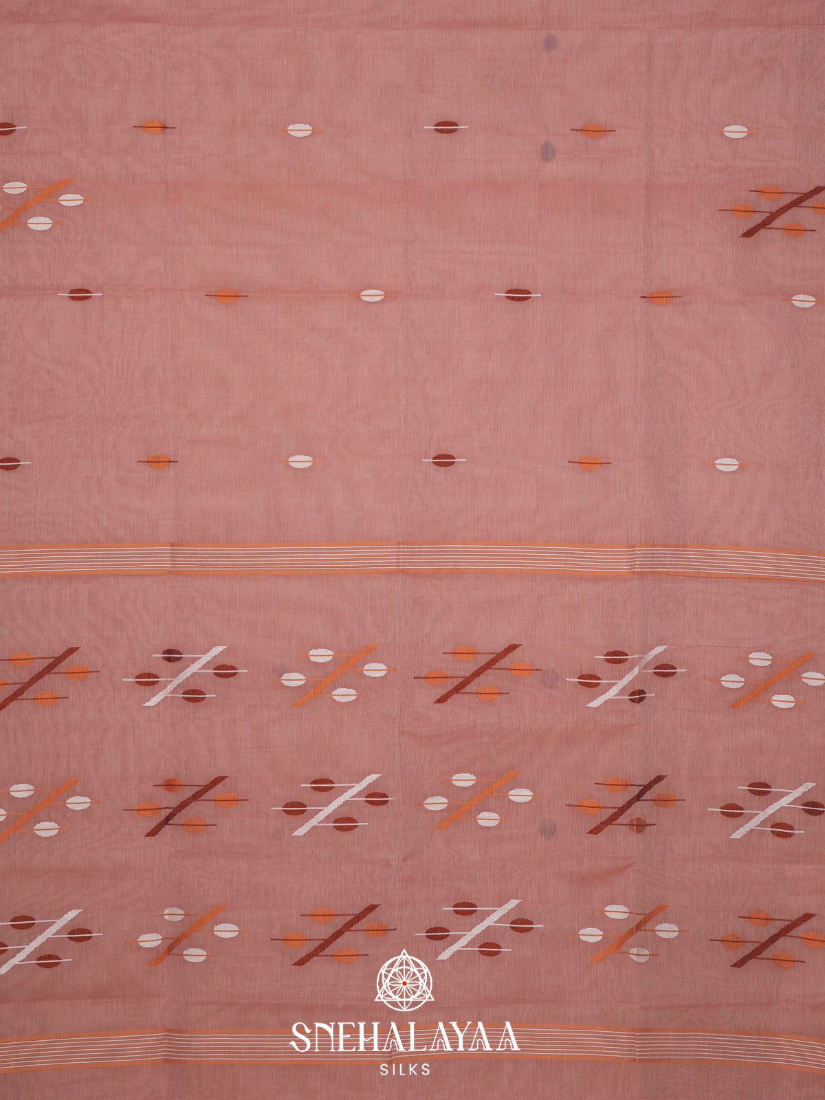 Peach Bengal Cotton Saree