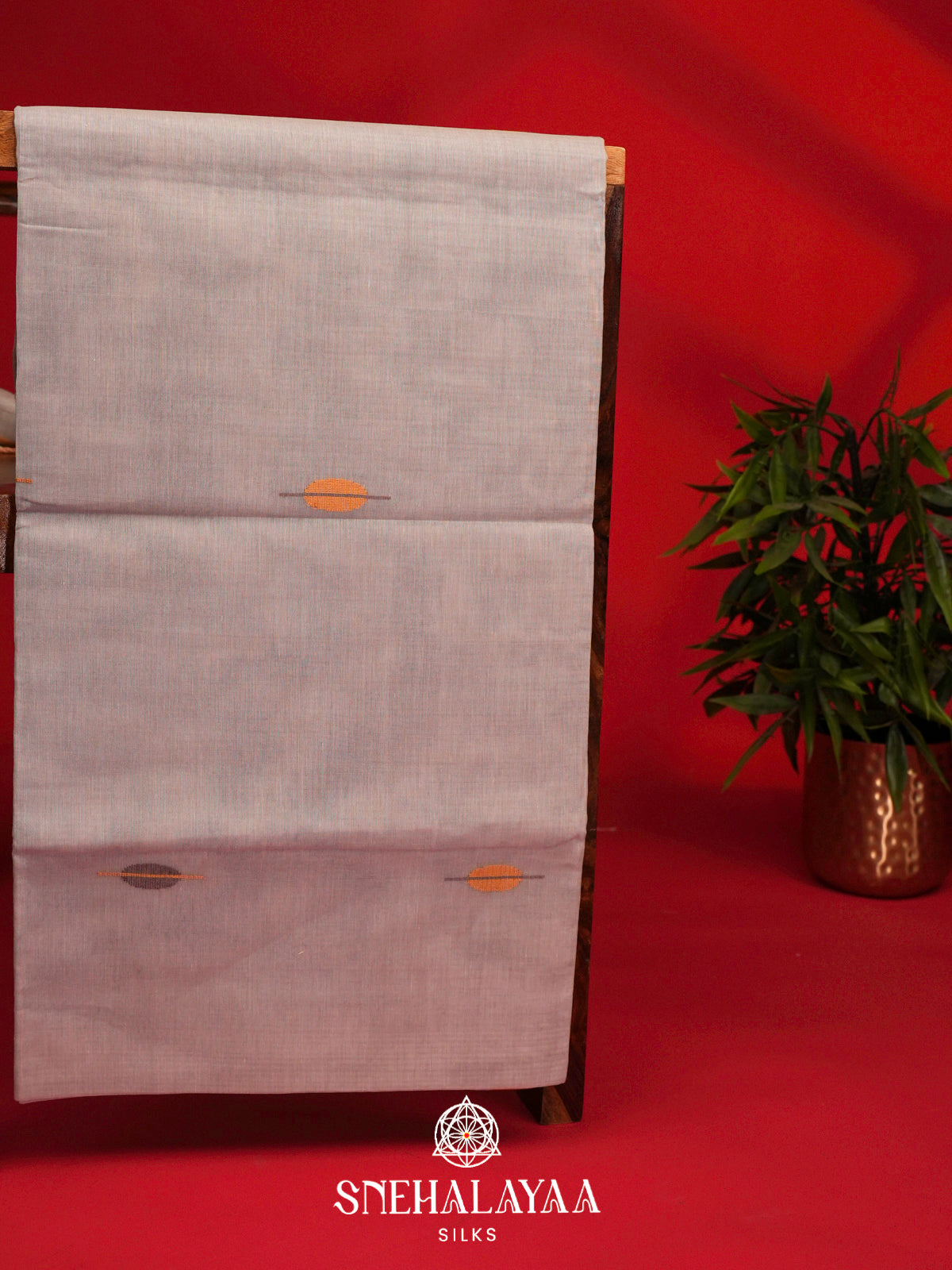 Taupe Grey Bengal Cotton Saree