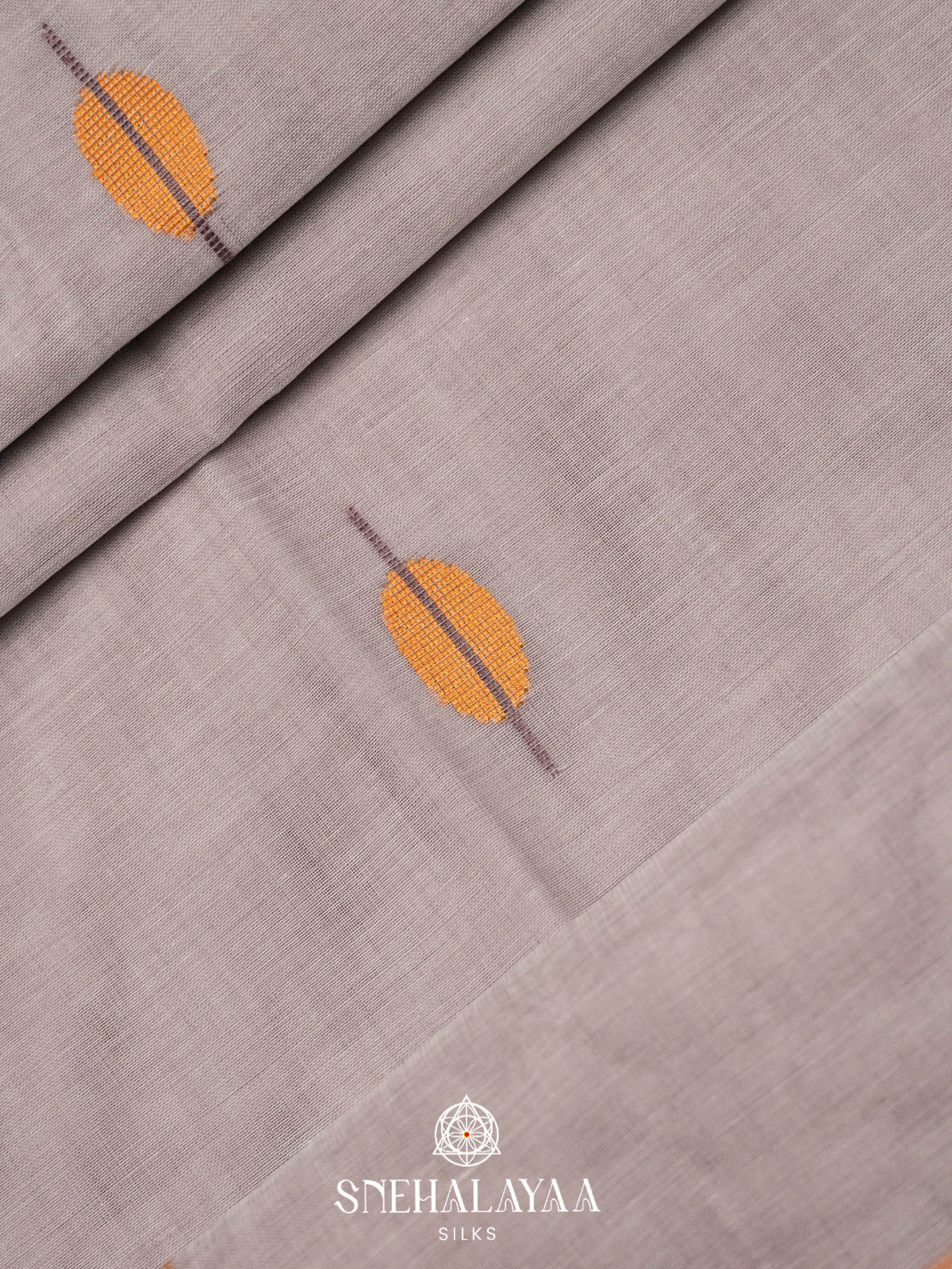 Taupe Grey Bengal Cotton Saree