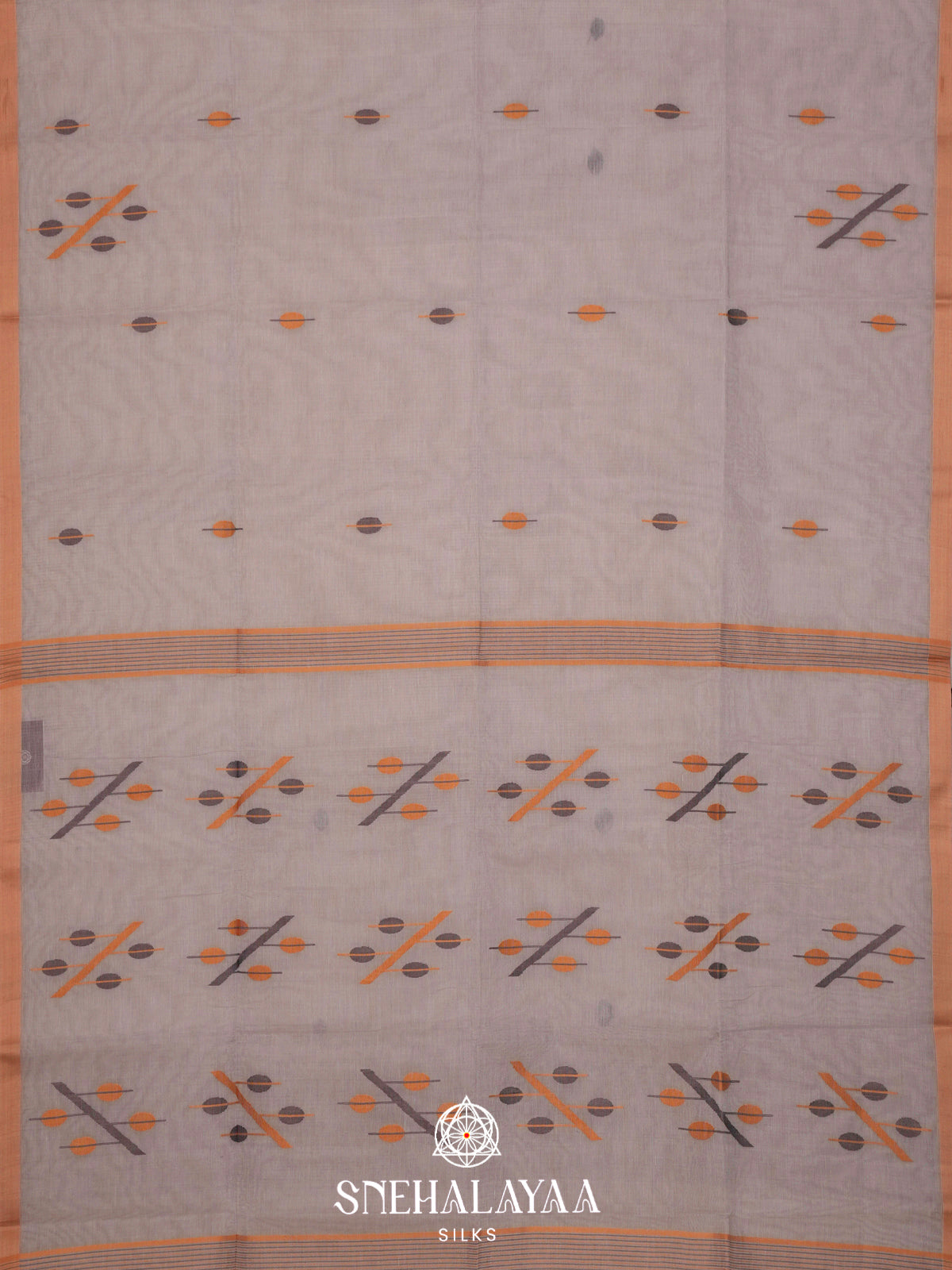 Taupe Grey Bengal Cotton Saree