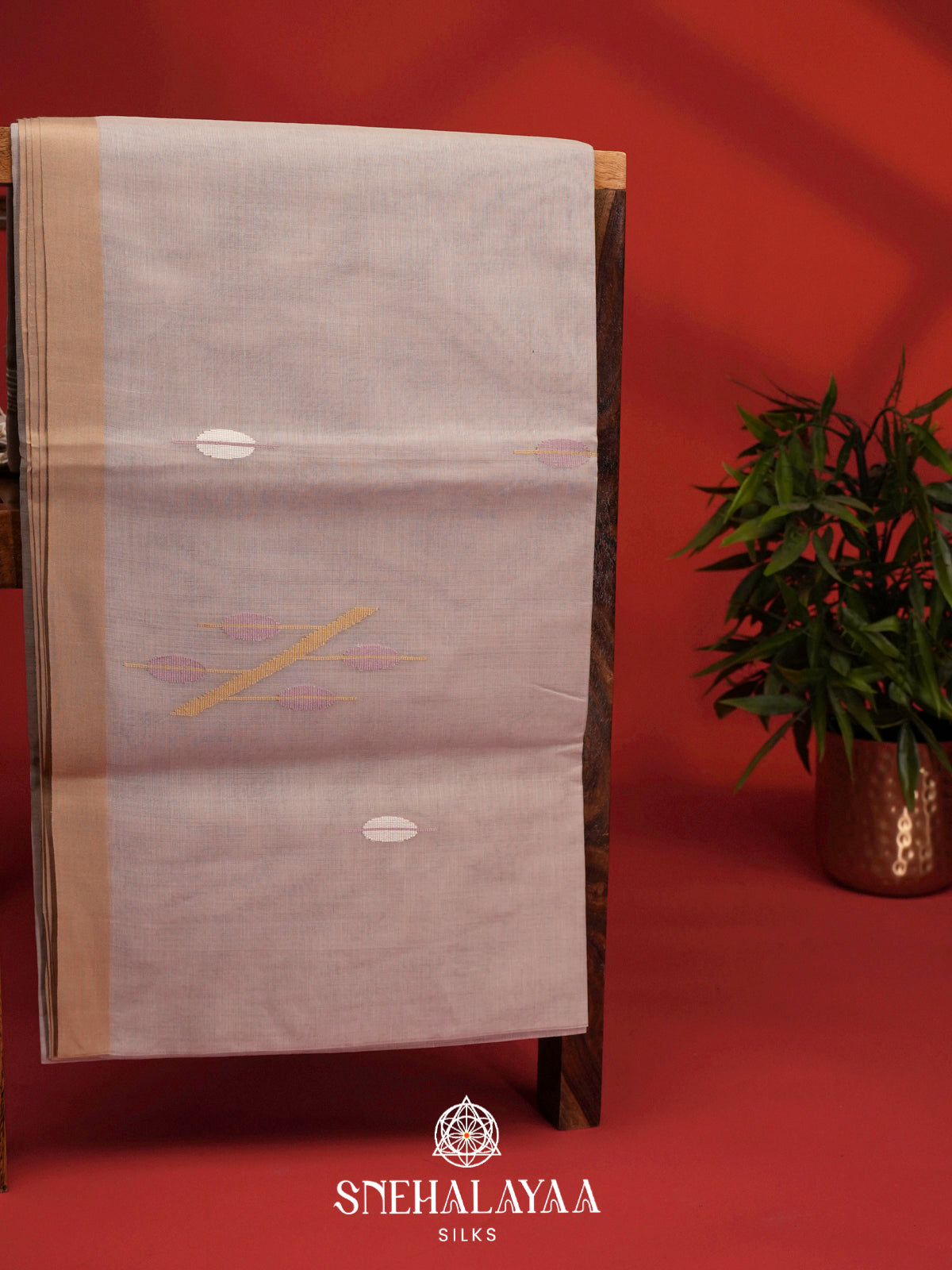 Misty Taupe Bengal Cotton Saree