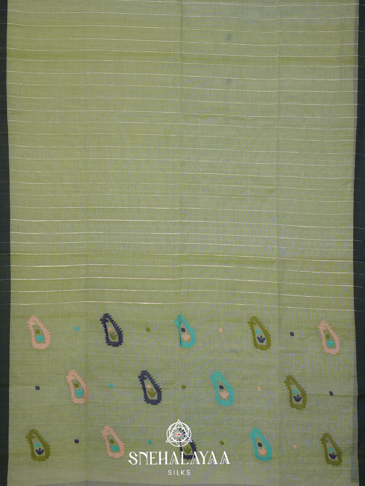 Sage Green Bengal Cotton Saree