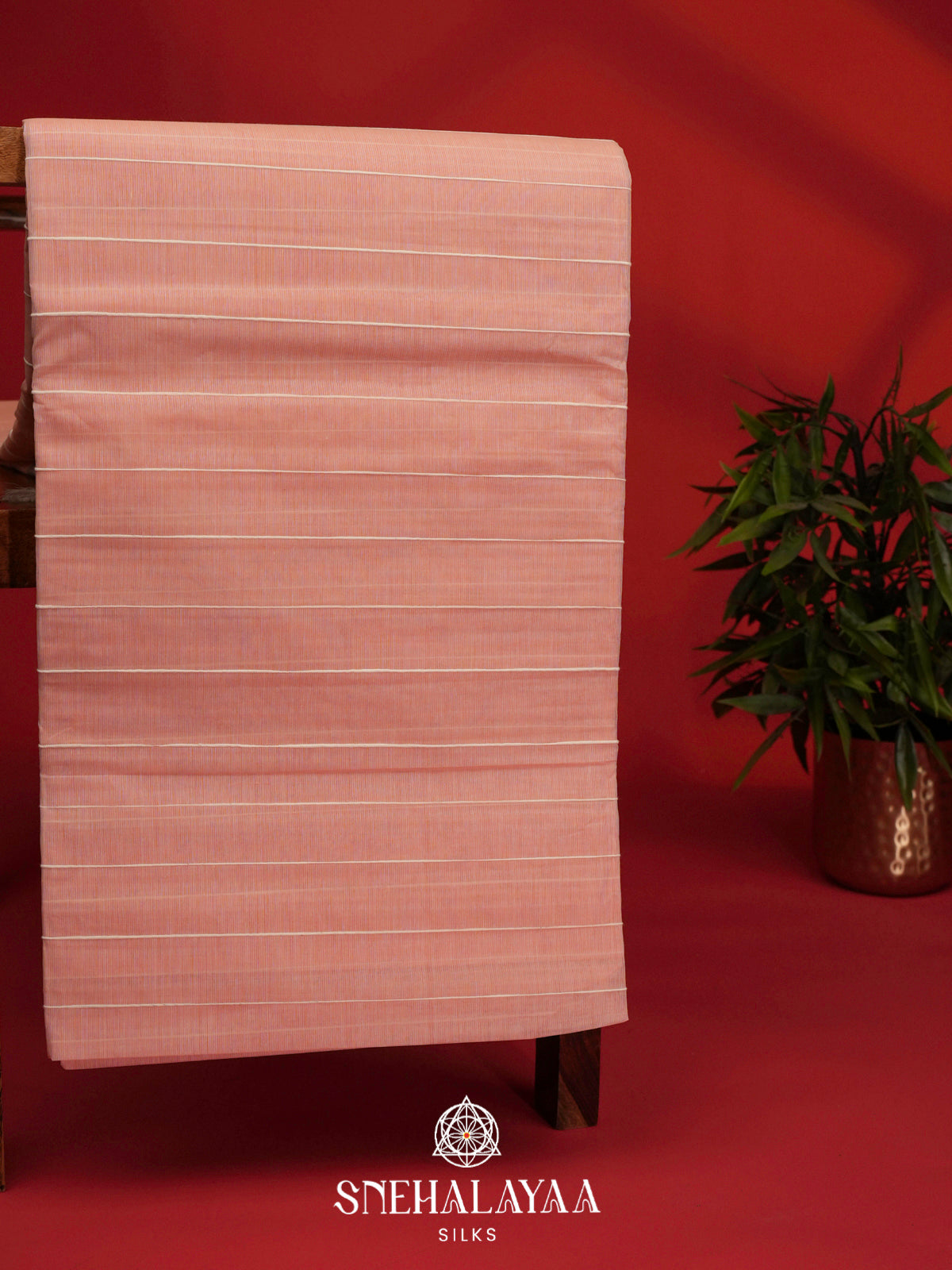 Peach Bengal Cotton Saree