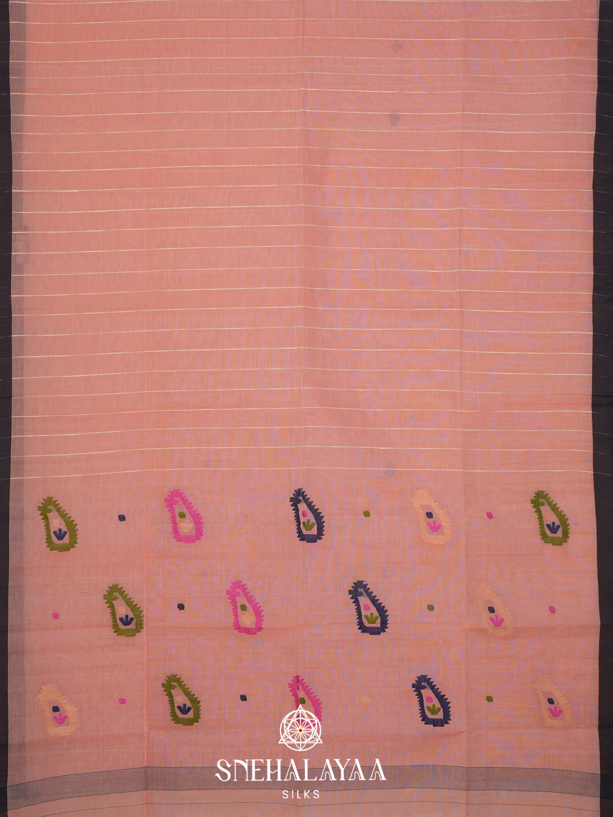 Peach Bengal Cotton Saree