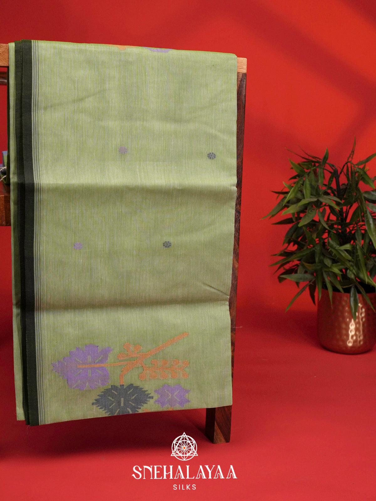 Pista Green Bengal Cotton Saree