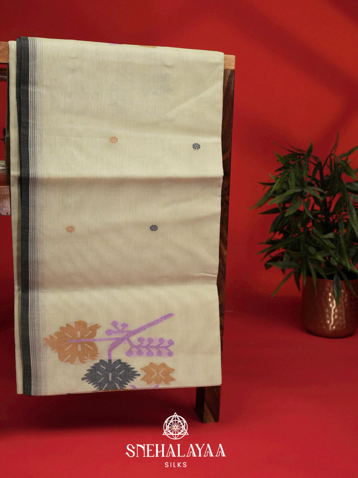 Ivory Bengal Cotton Saree