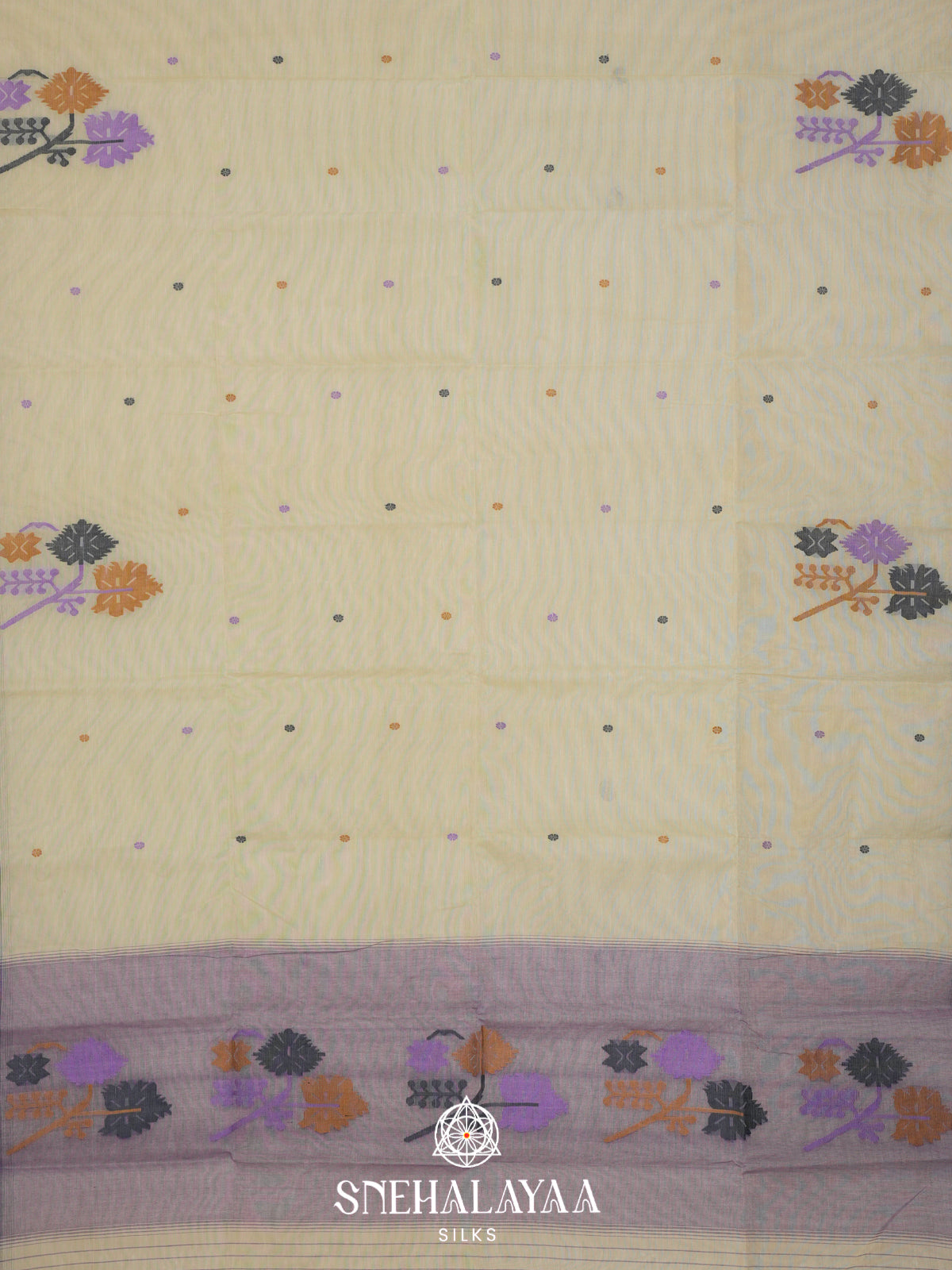 Ivory Bengal Cotton Saree