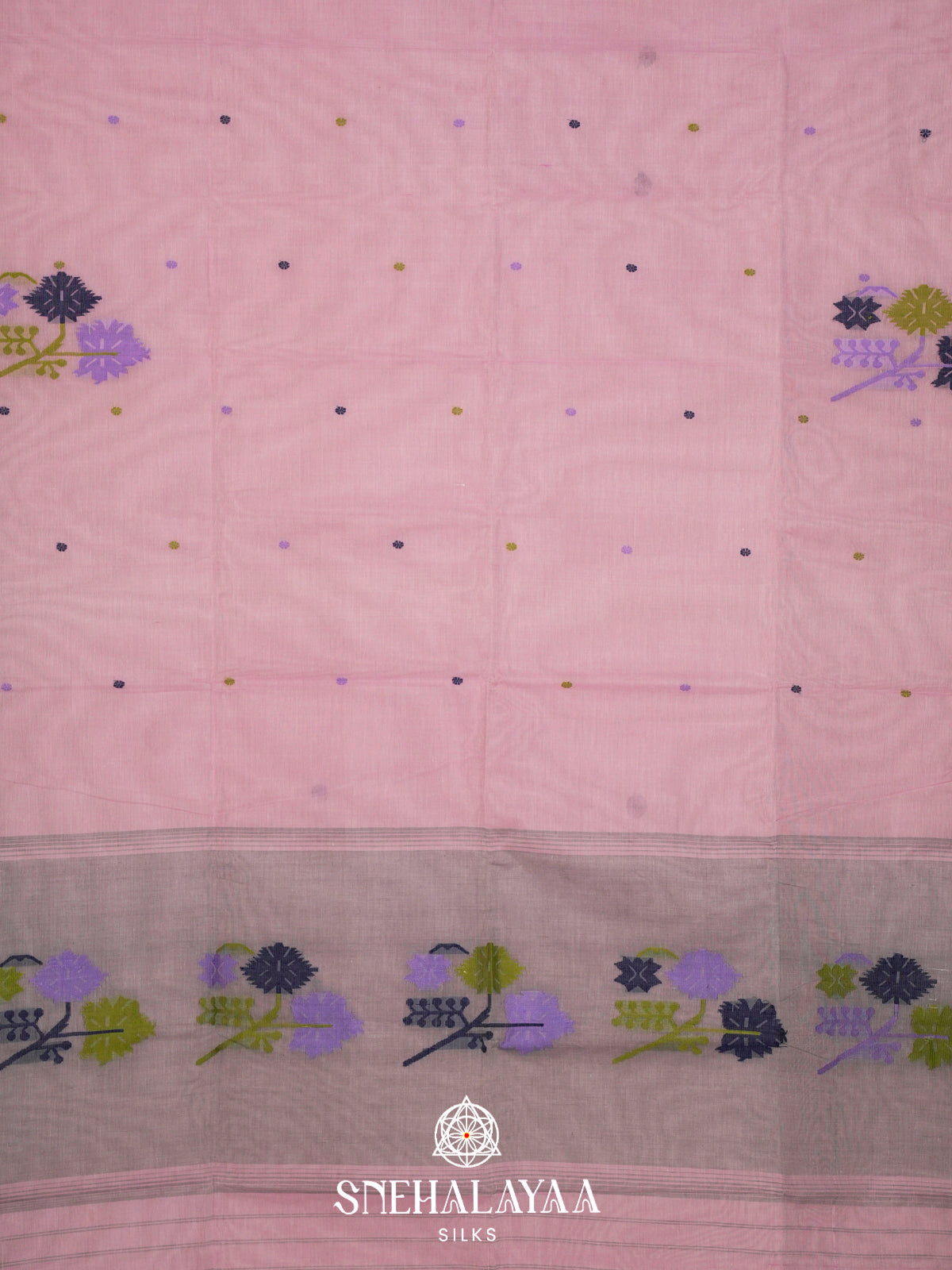Baby Pink Bengal Cotton Saree