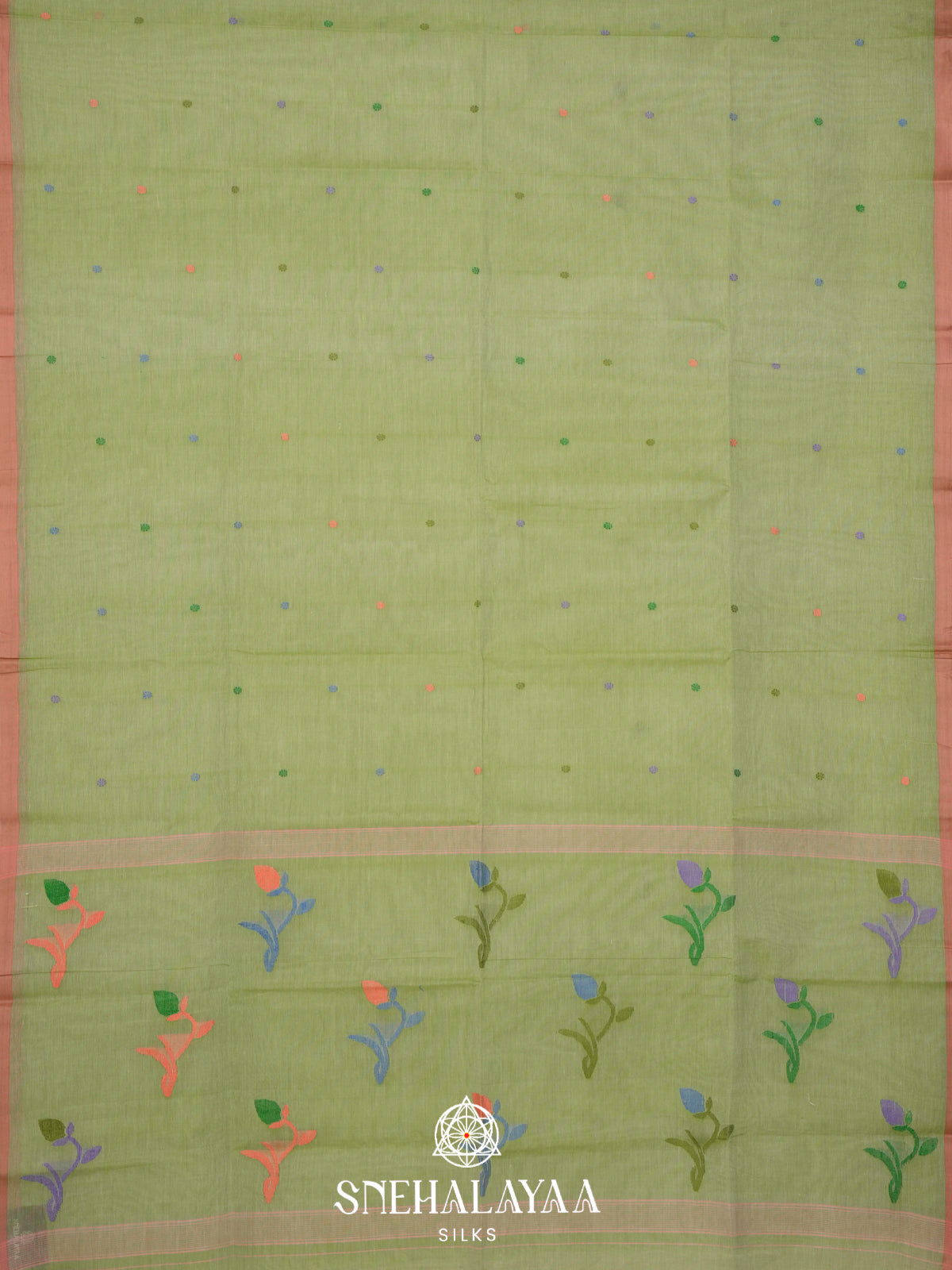 Olive Green Bengal Cotton Saree