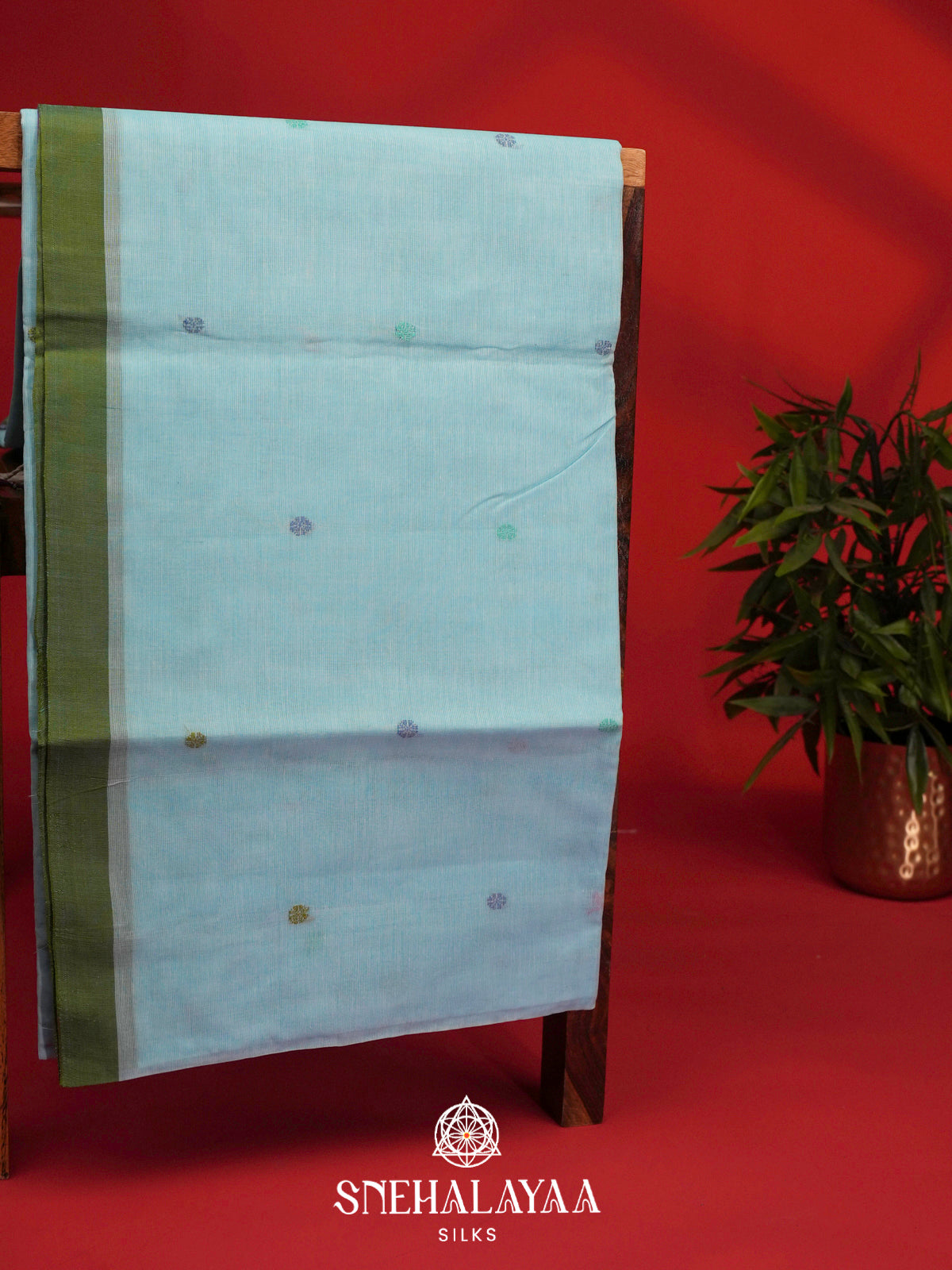 Sky Blue Bengal Cotton Saree