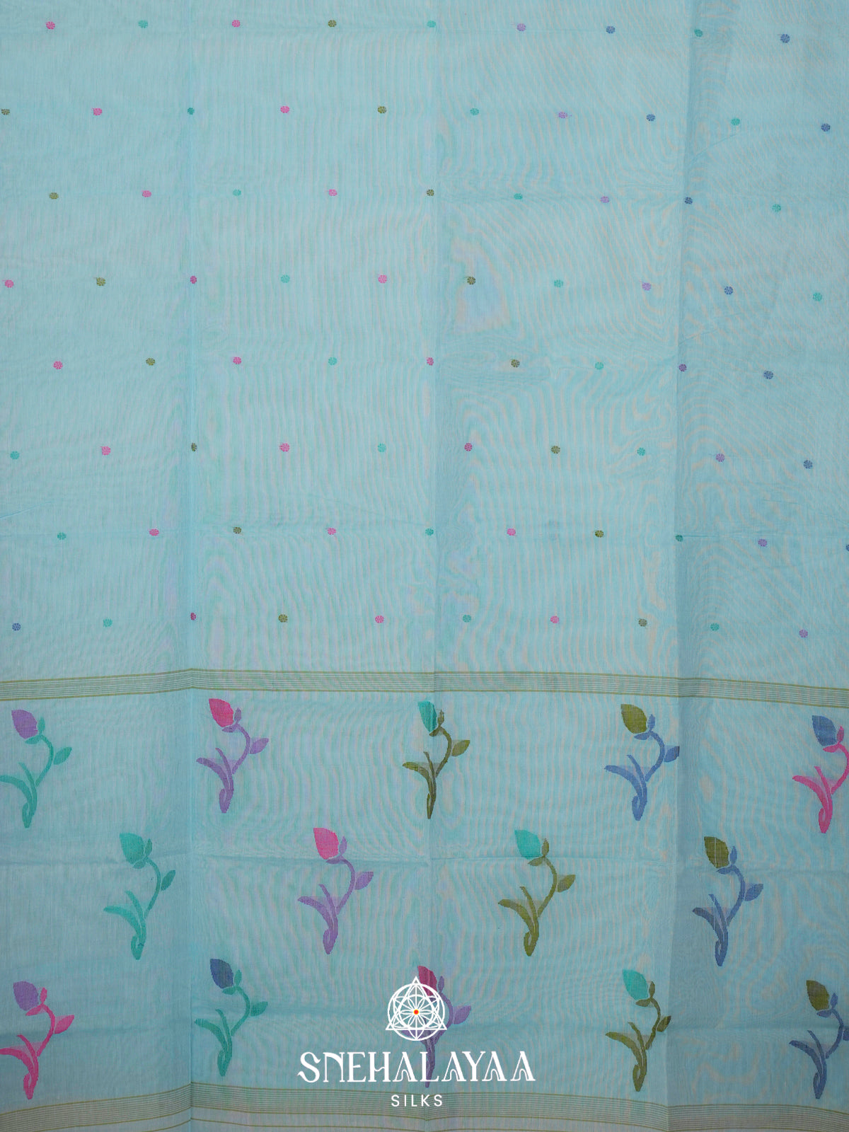 Sky Blue Bengal Cotton Saree