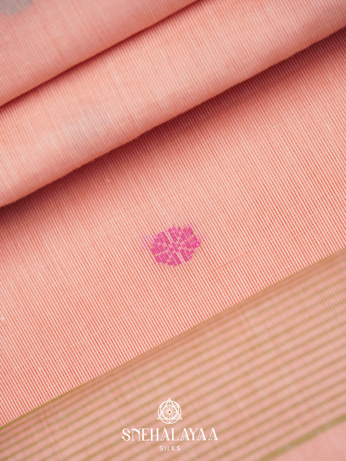Peach Bengal Cotton Saree