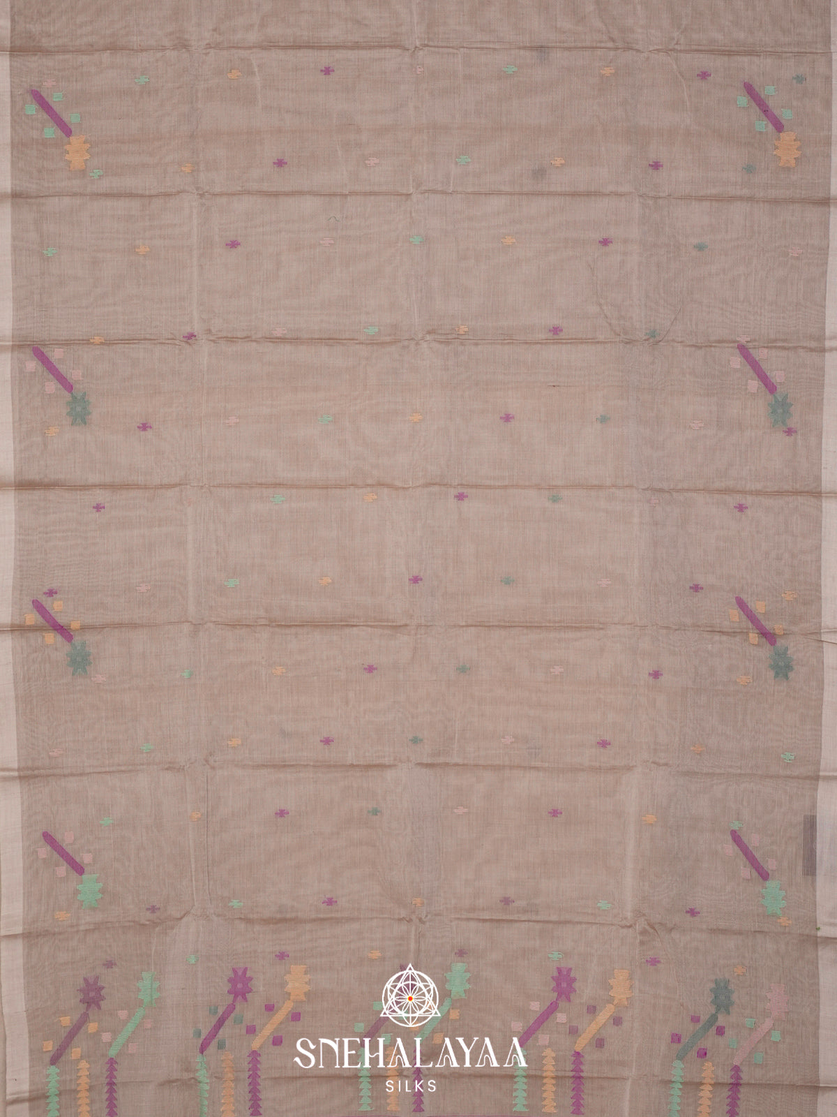 Beige Bengal Cotton Saree