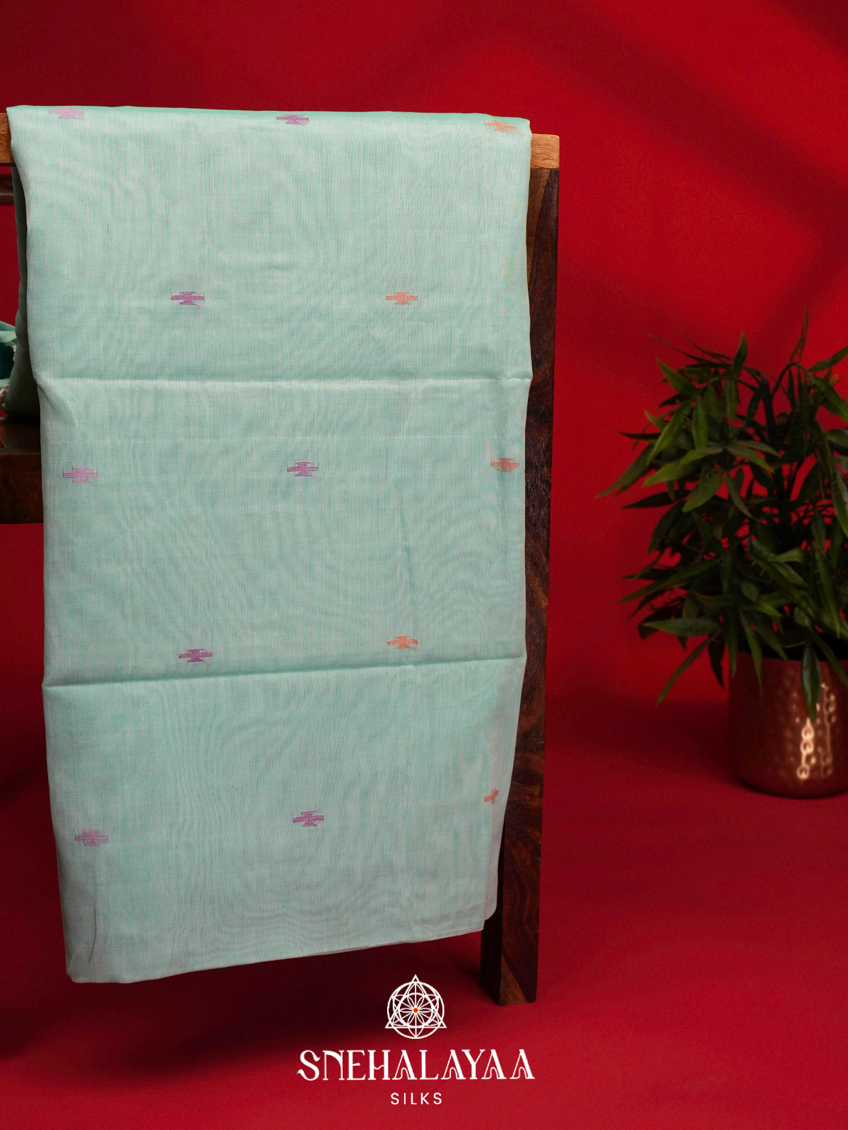 Aqua Blue Bengal Cotton Saree