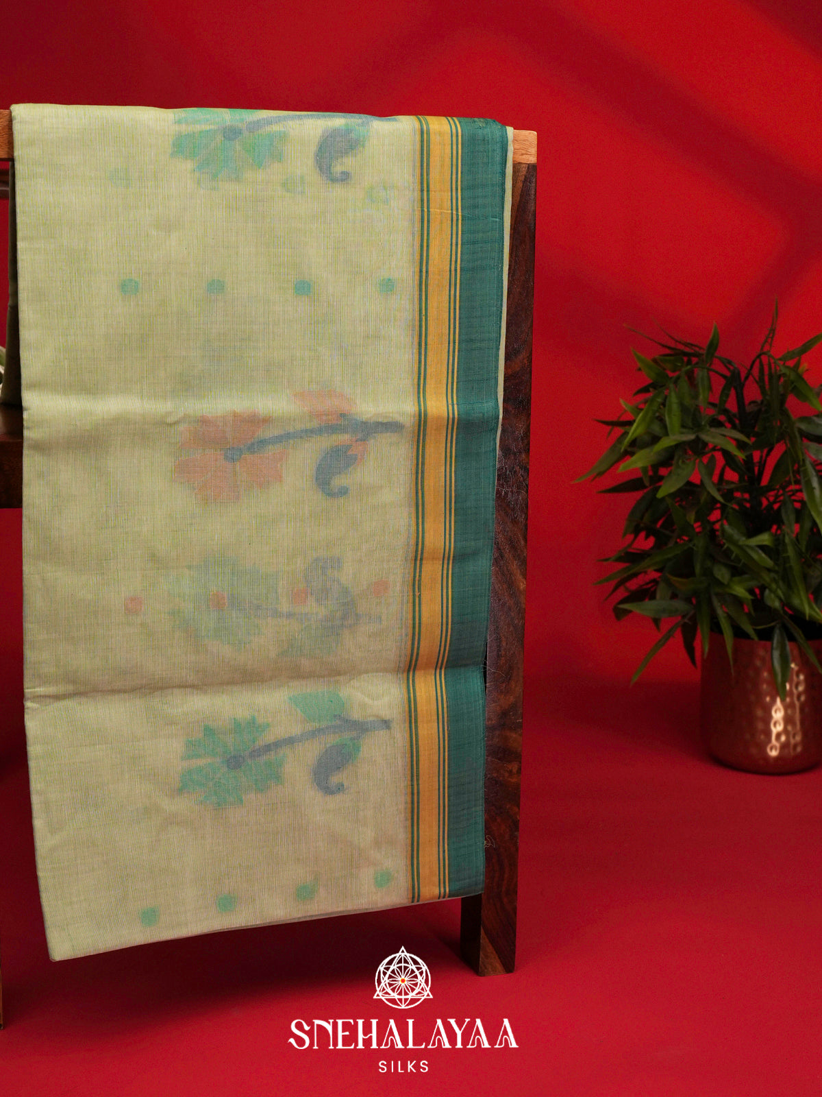 Pale Olive Bengal Cotton Saree
