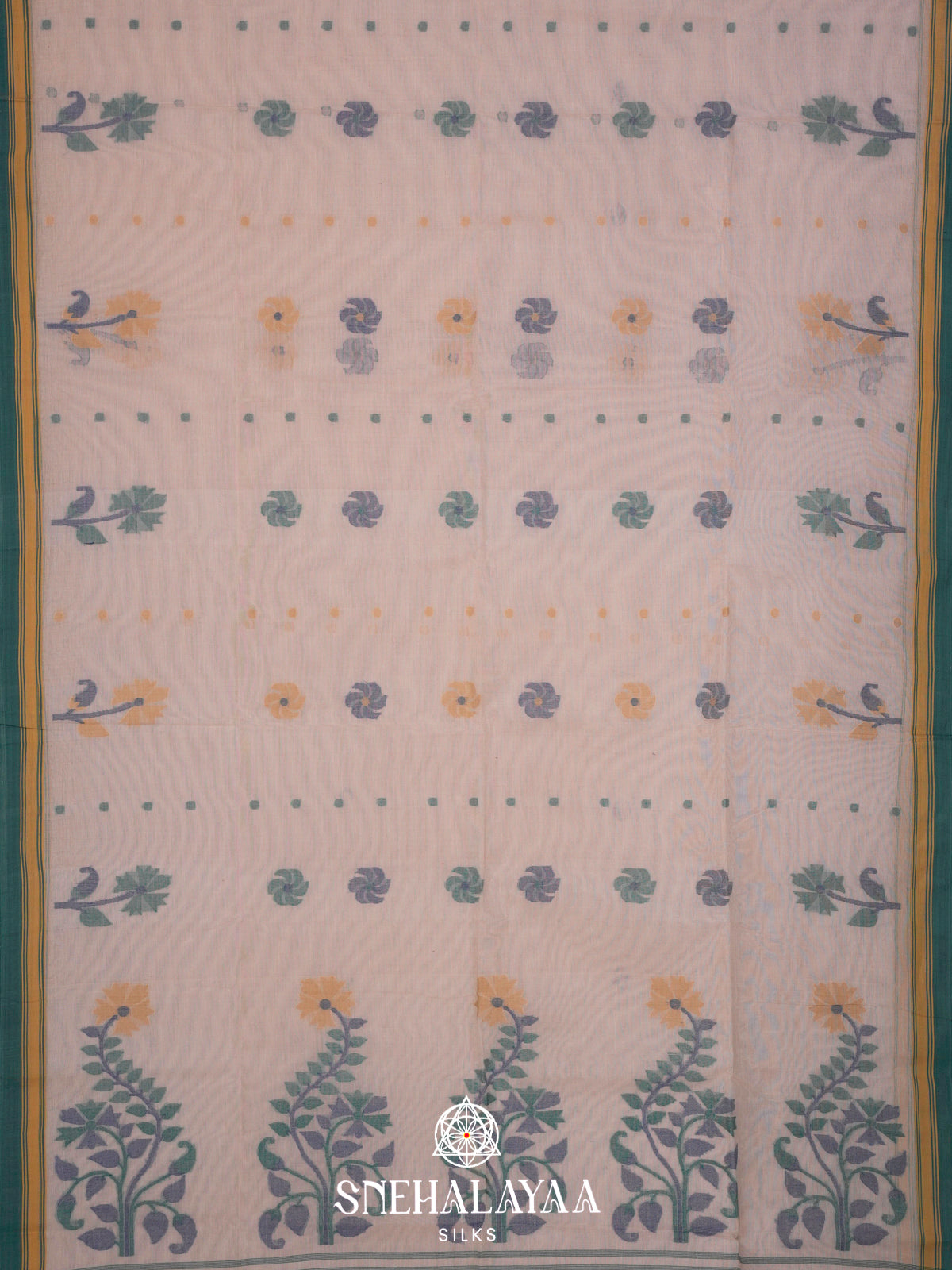 Peach Bengal Cotton Saree