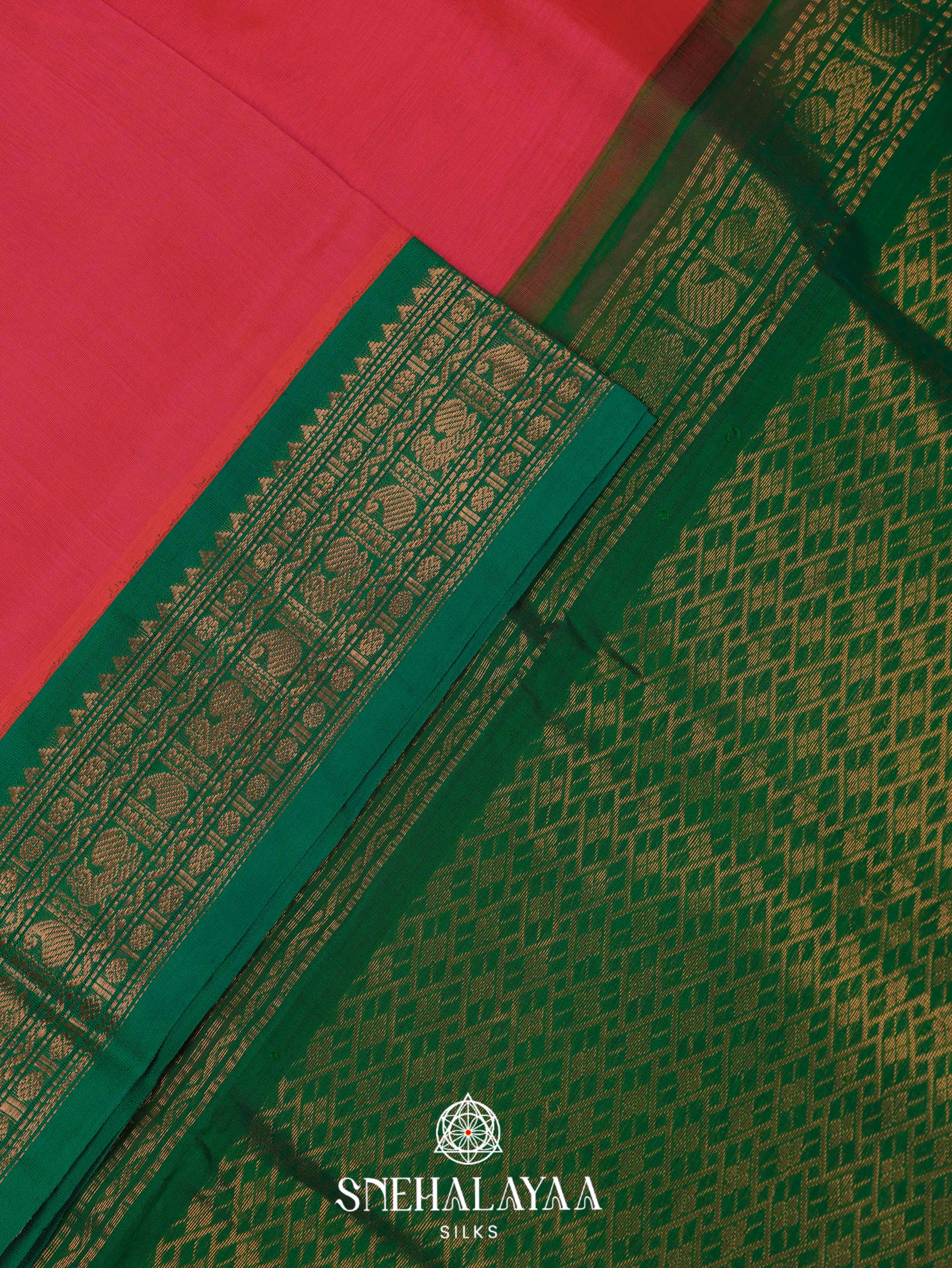 Olive Green Silk Cotton Saree