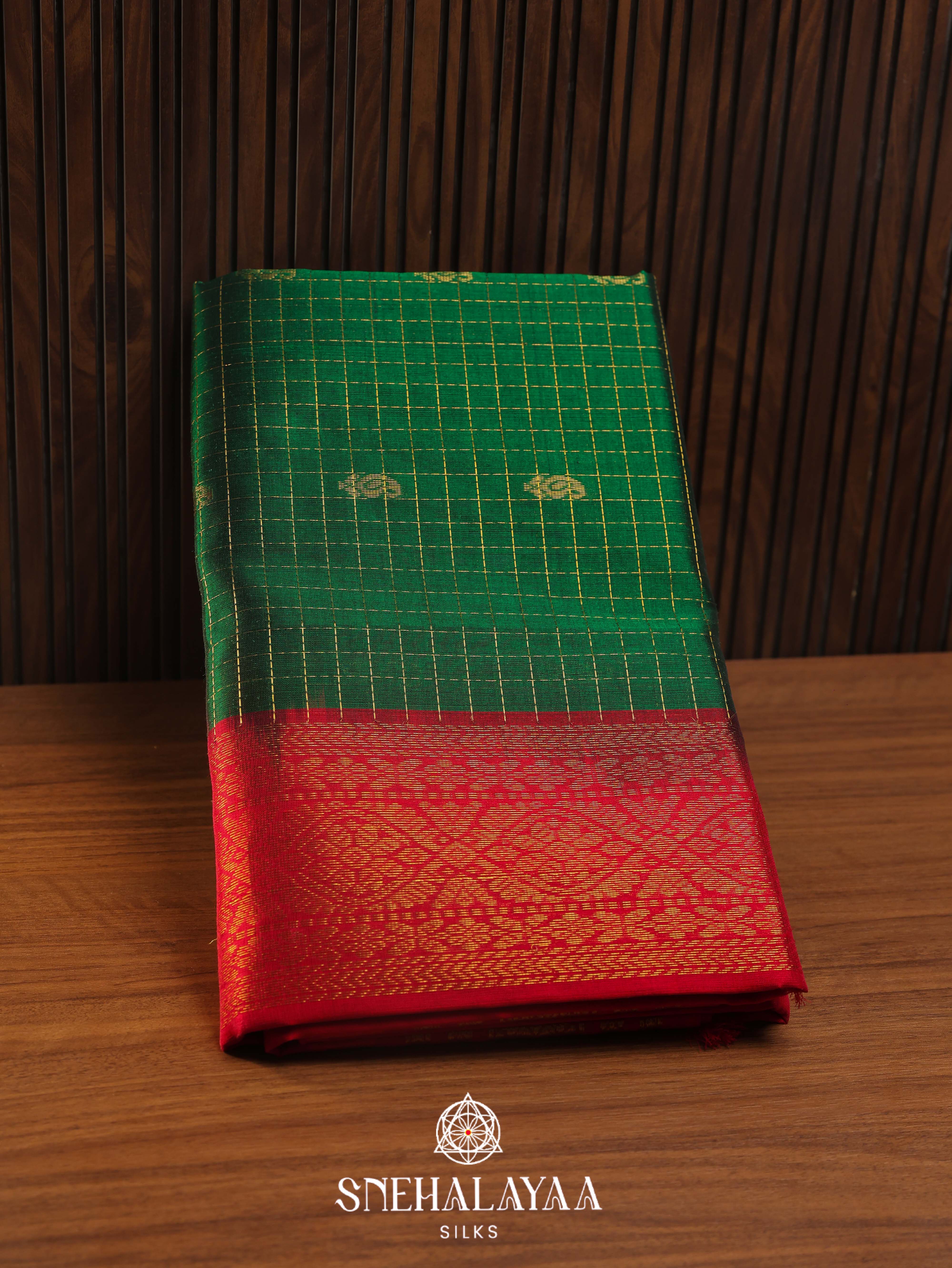 Emerald Green Silk Cotton Saree