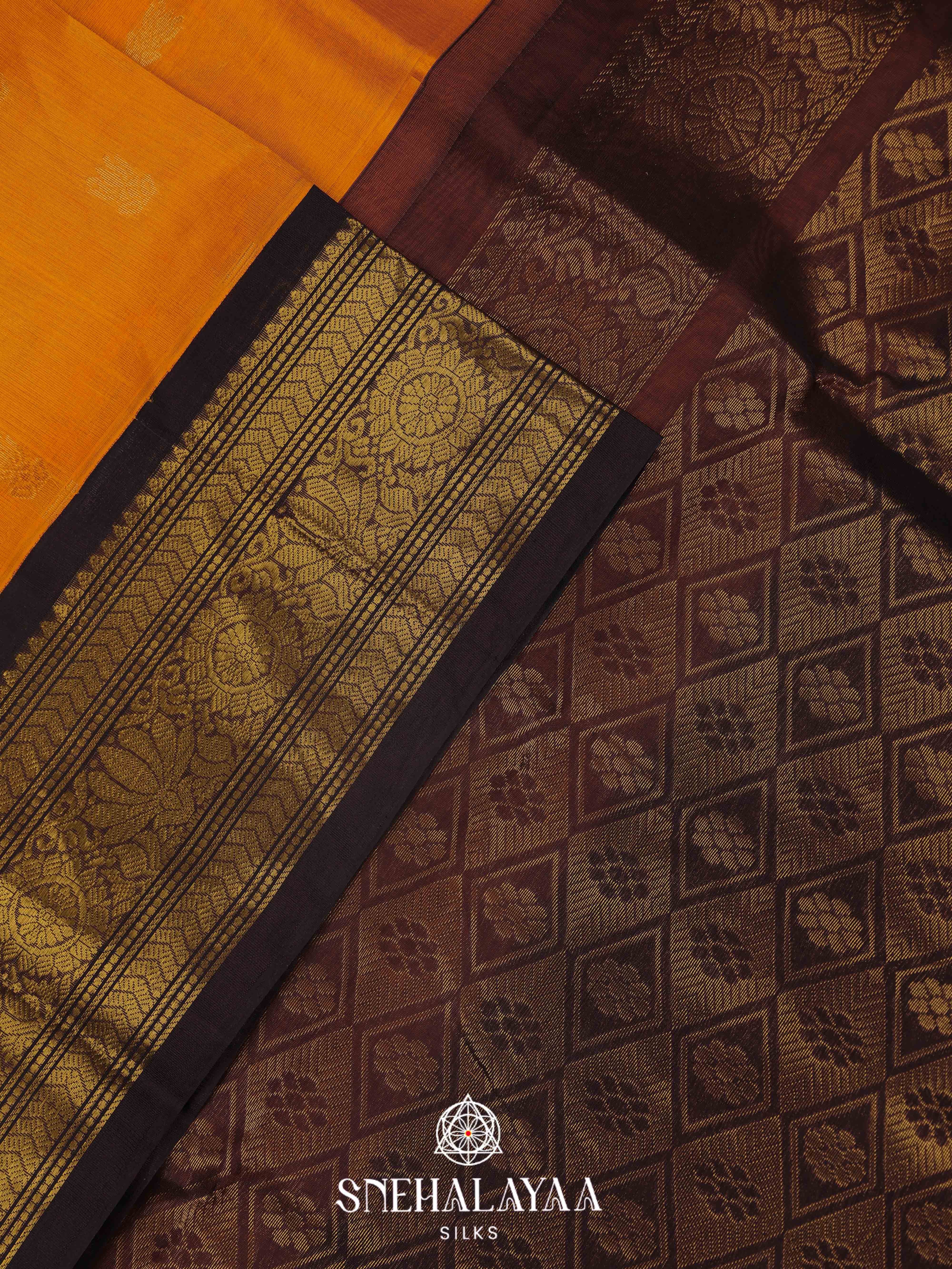 Mango Yellow Silk Cotton Saree
