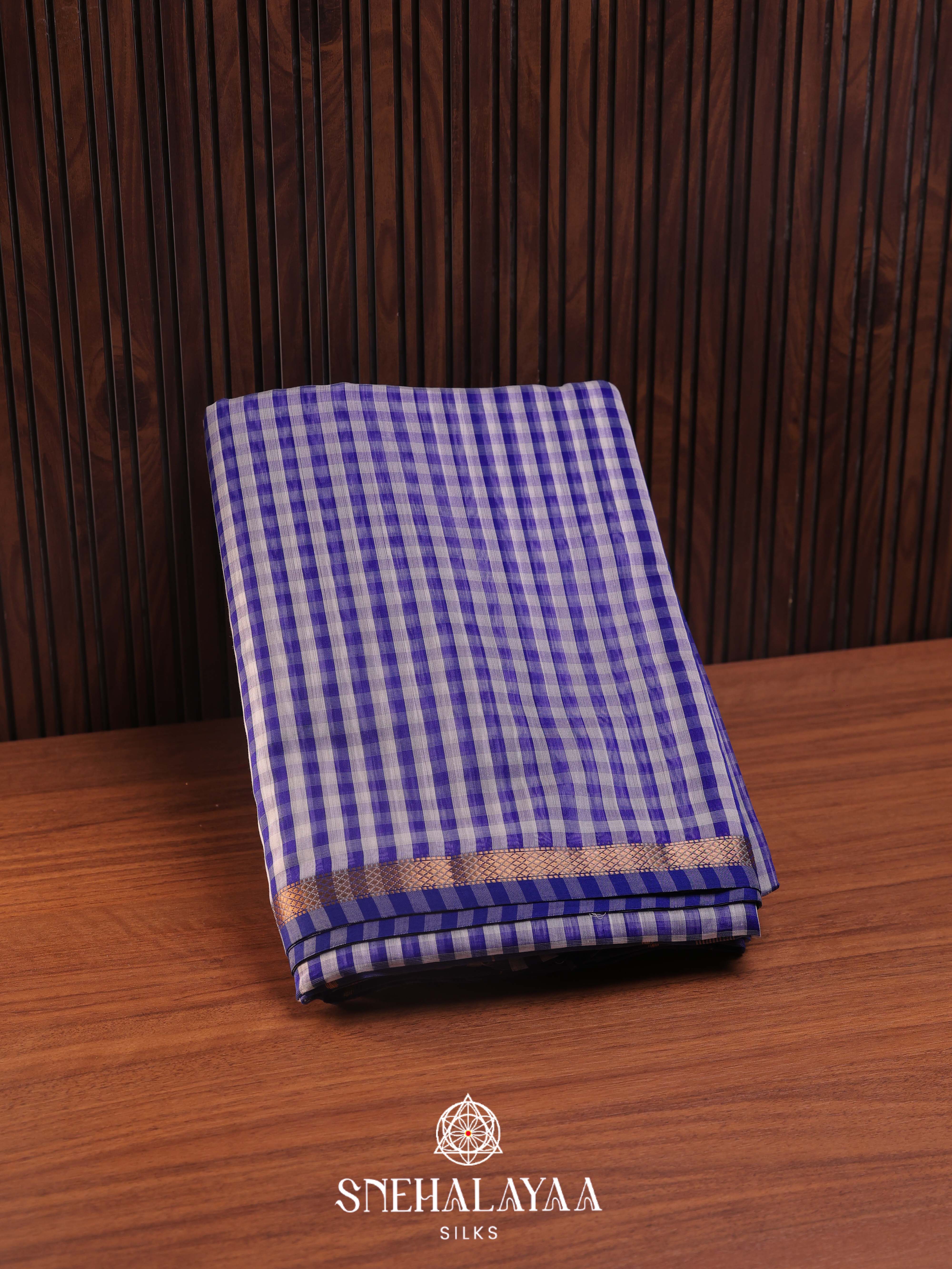 Blue Maheshwari Silk Cotton Saree