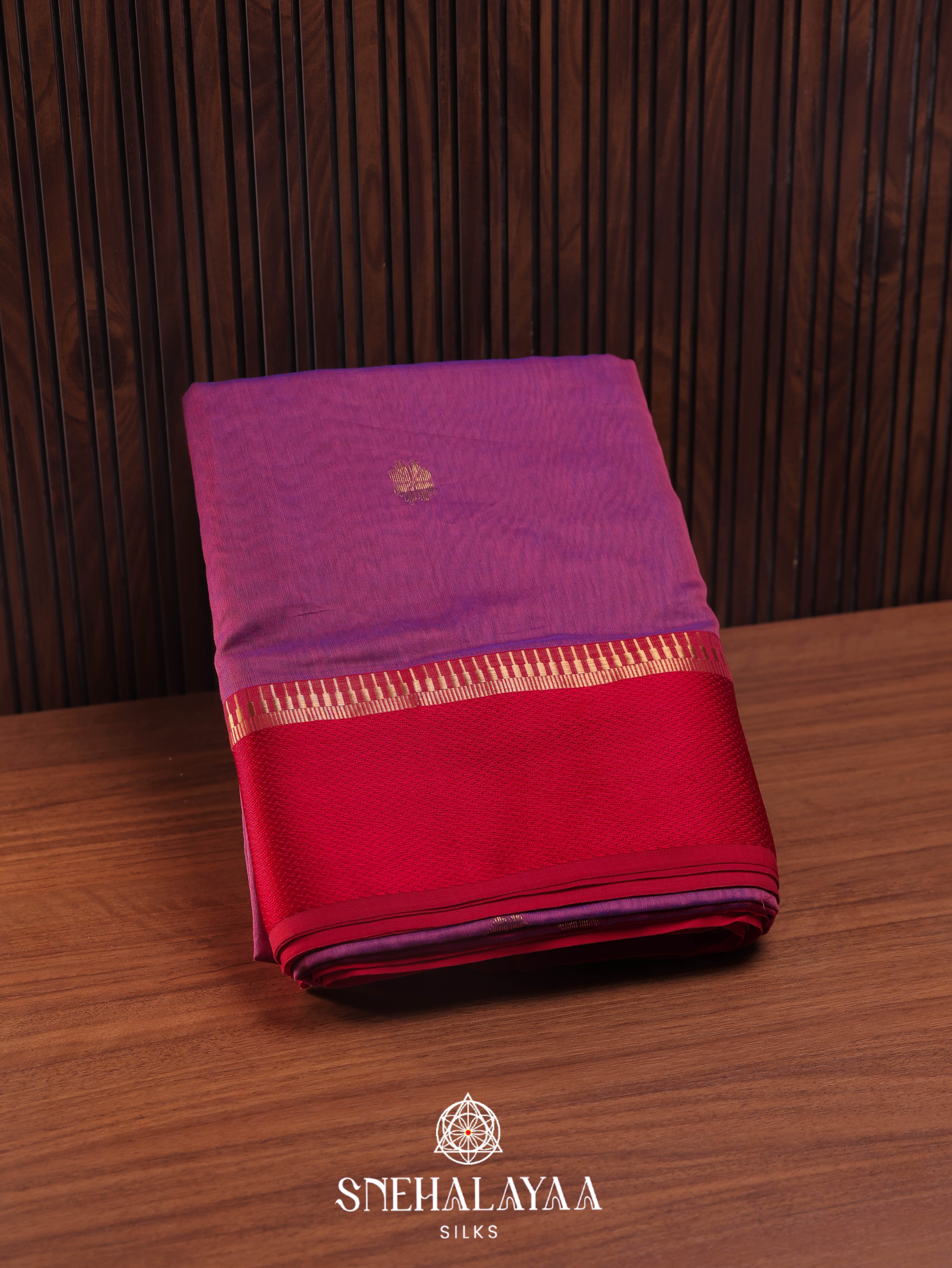 Lavender Maheshwari Silk Cotton Saree