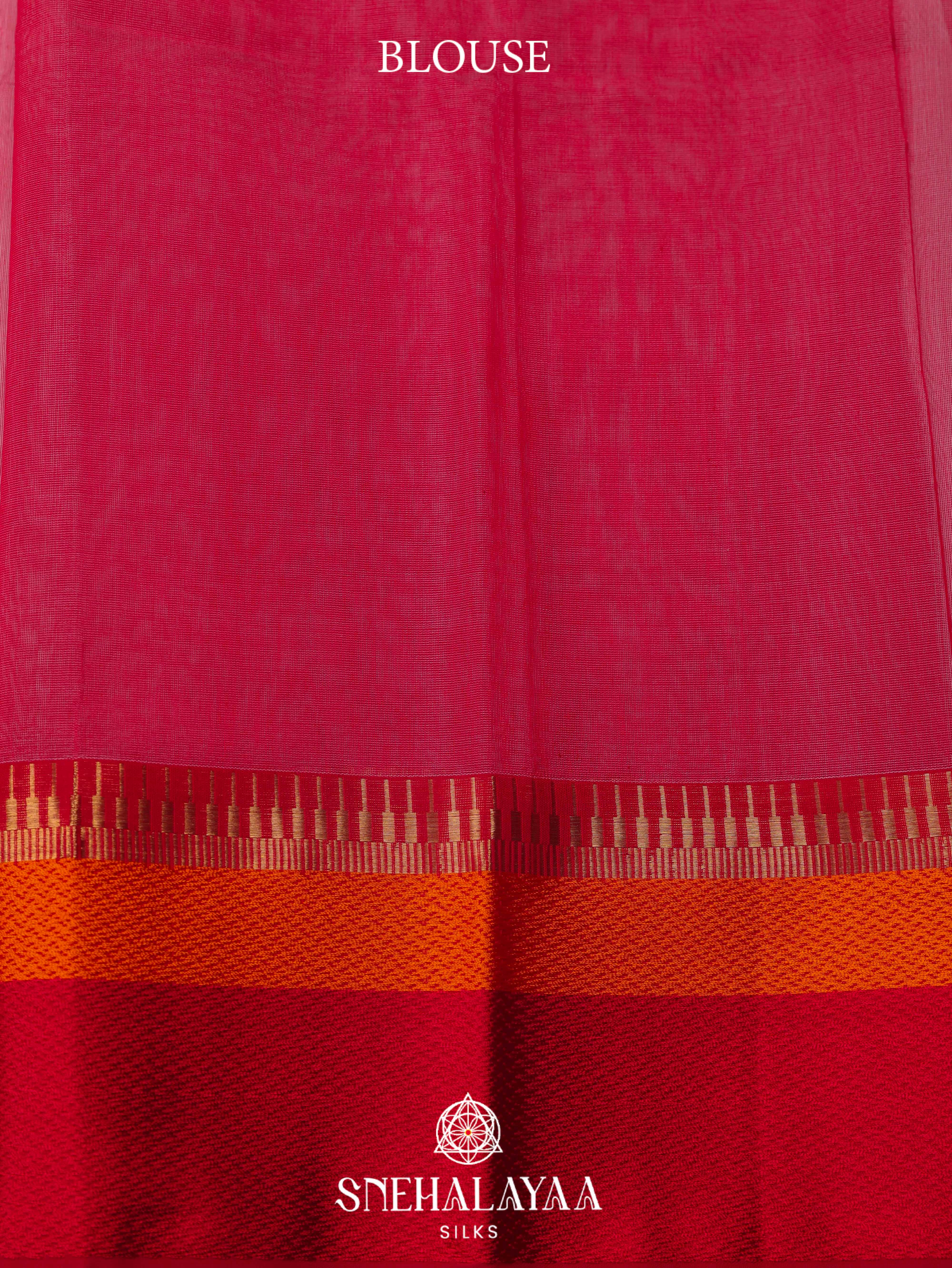 White Maheshwari Silk Cotton Saree