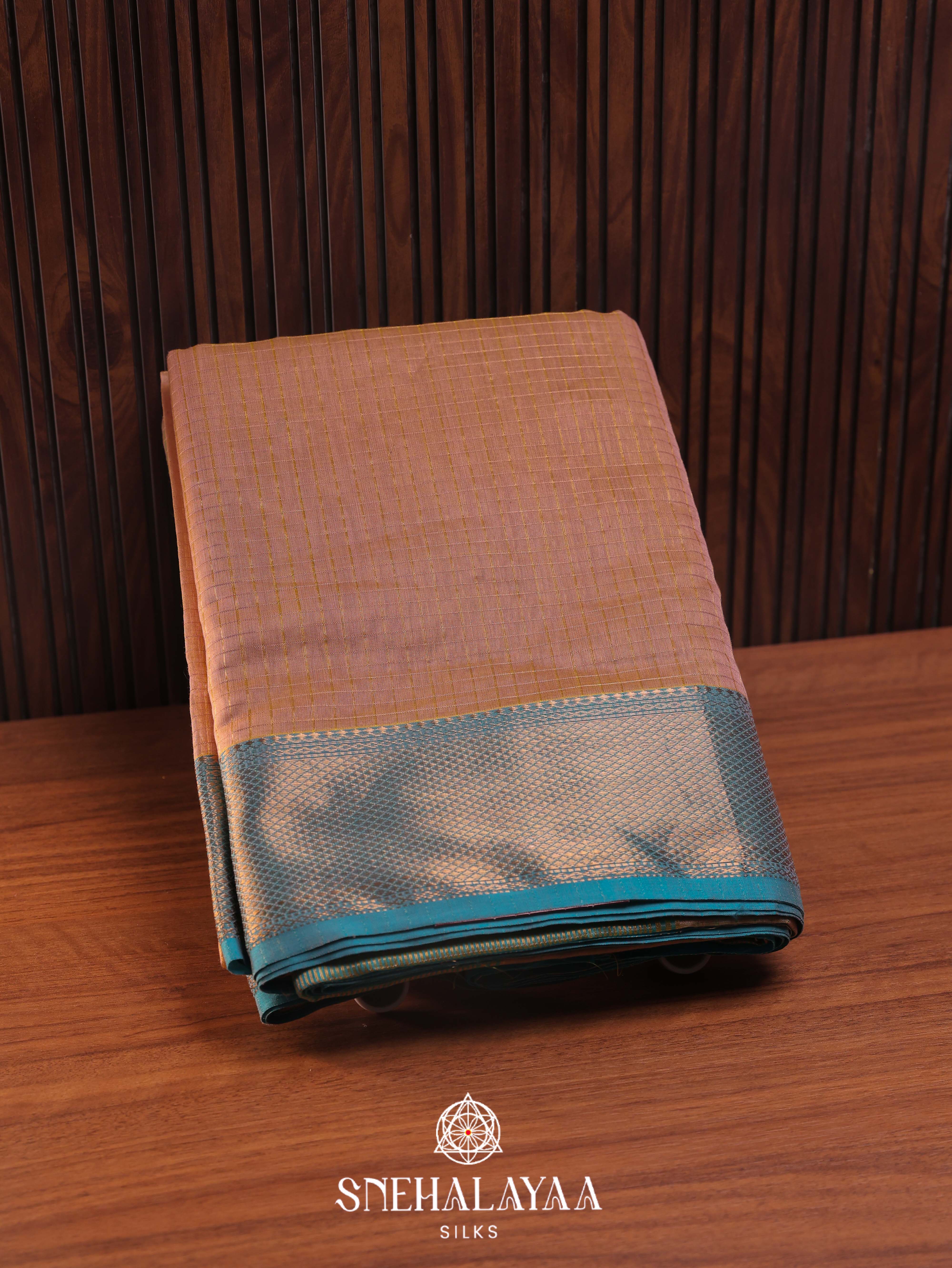 Copper Maheshwari Silk Cotton Saree