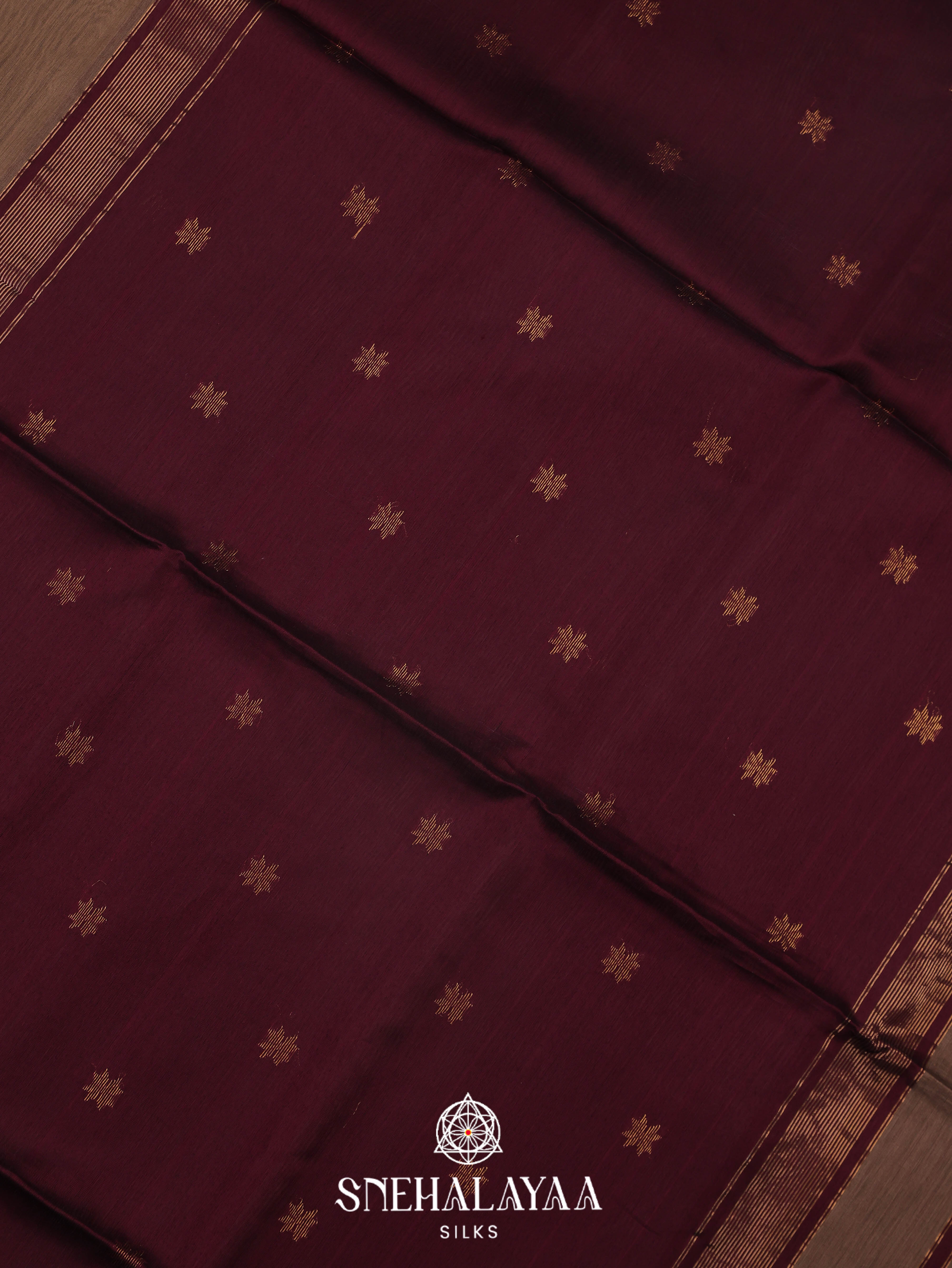 Brown Maheshwari Silk Cotton Saree