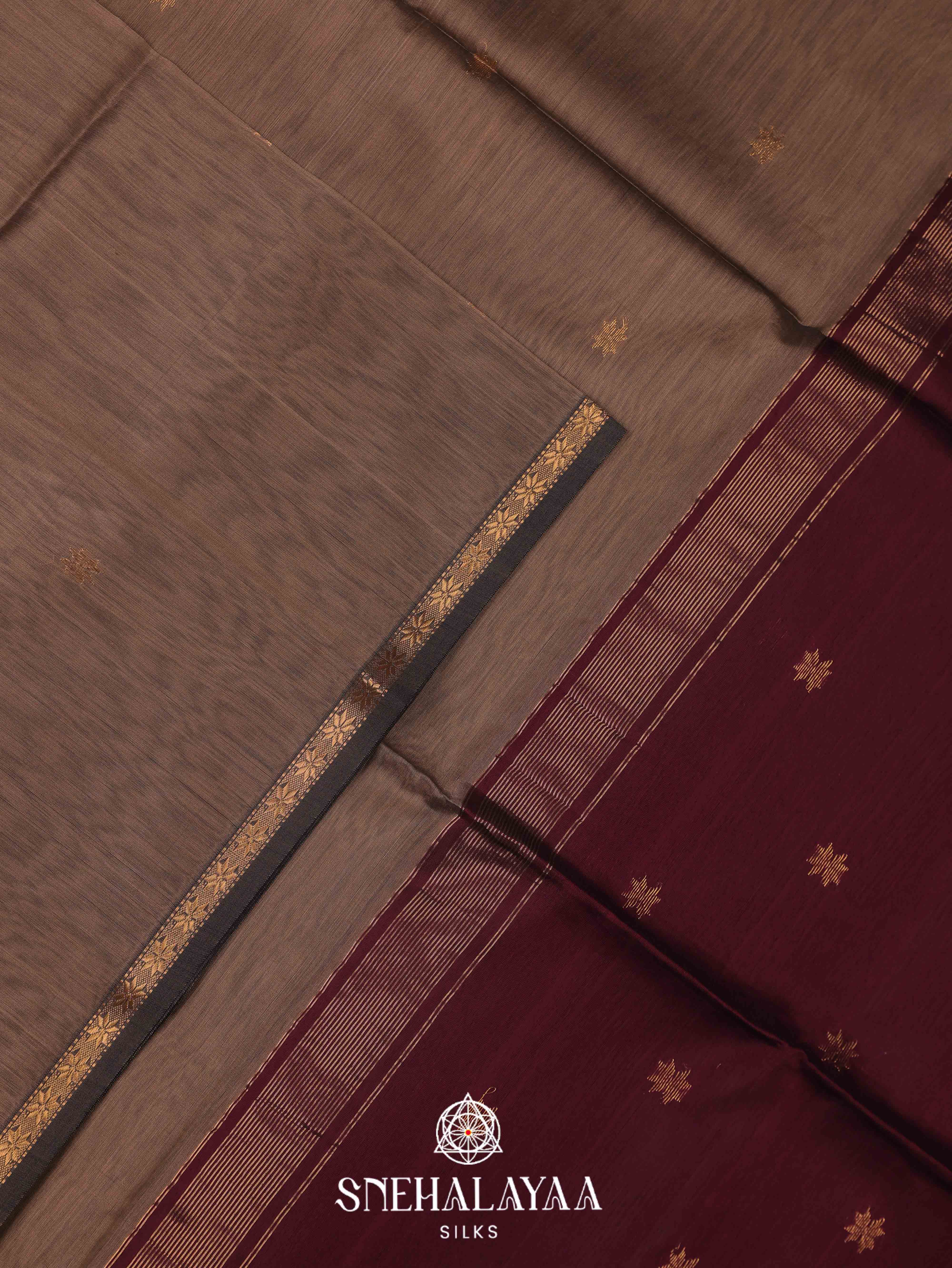 Brown Maheshwari Silk Cotton Saree