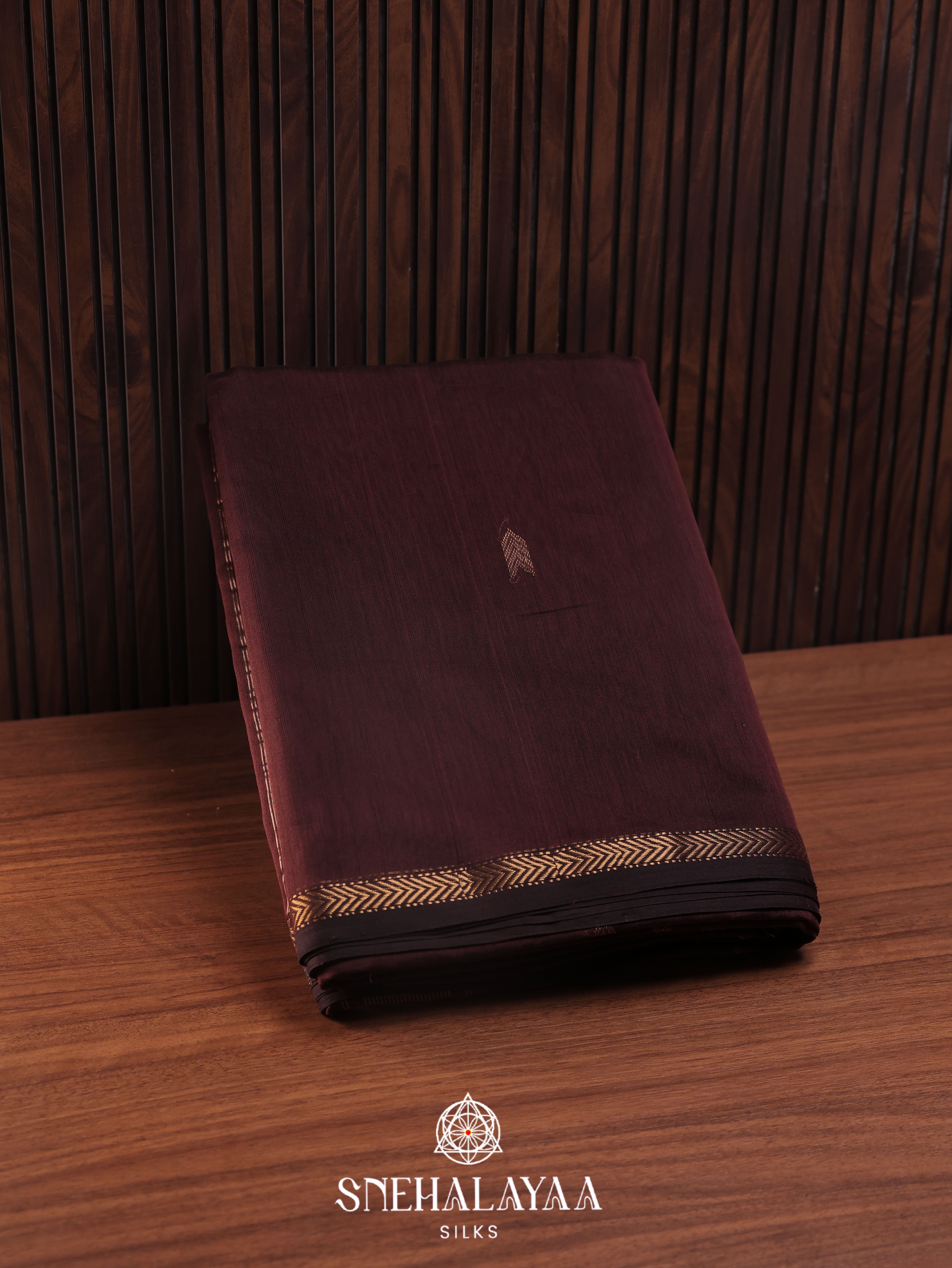 Coffee Brown Maheshwari Silk Cotton Saree