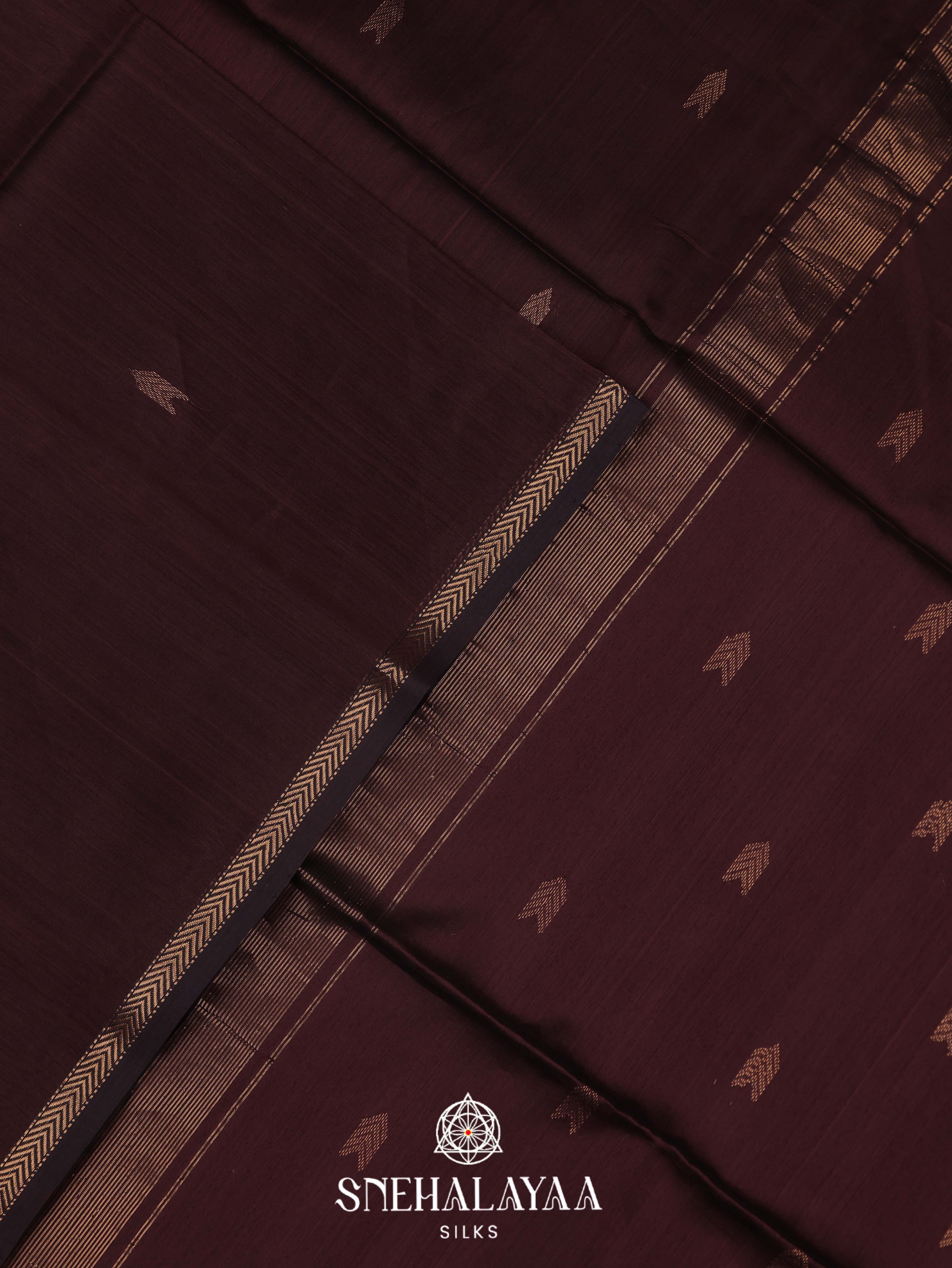 Coffee Brown Maheshwari Silk Cotton Saree