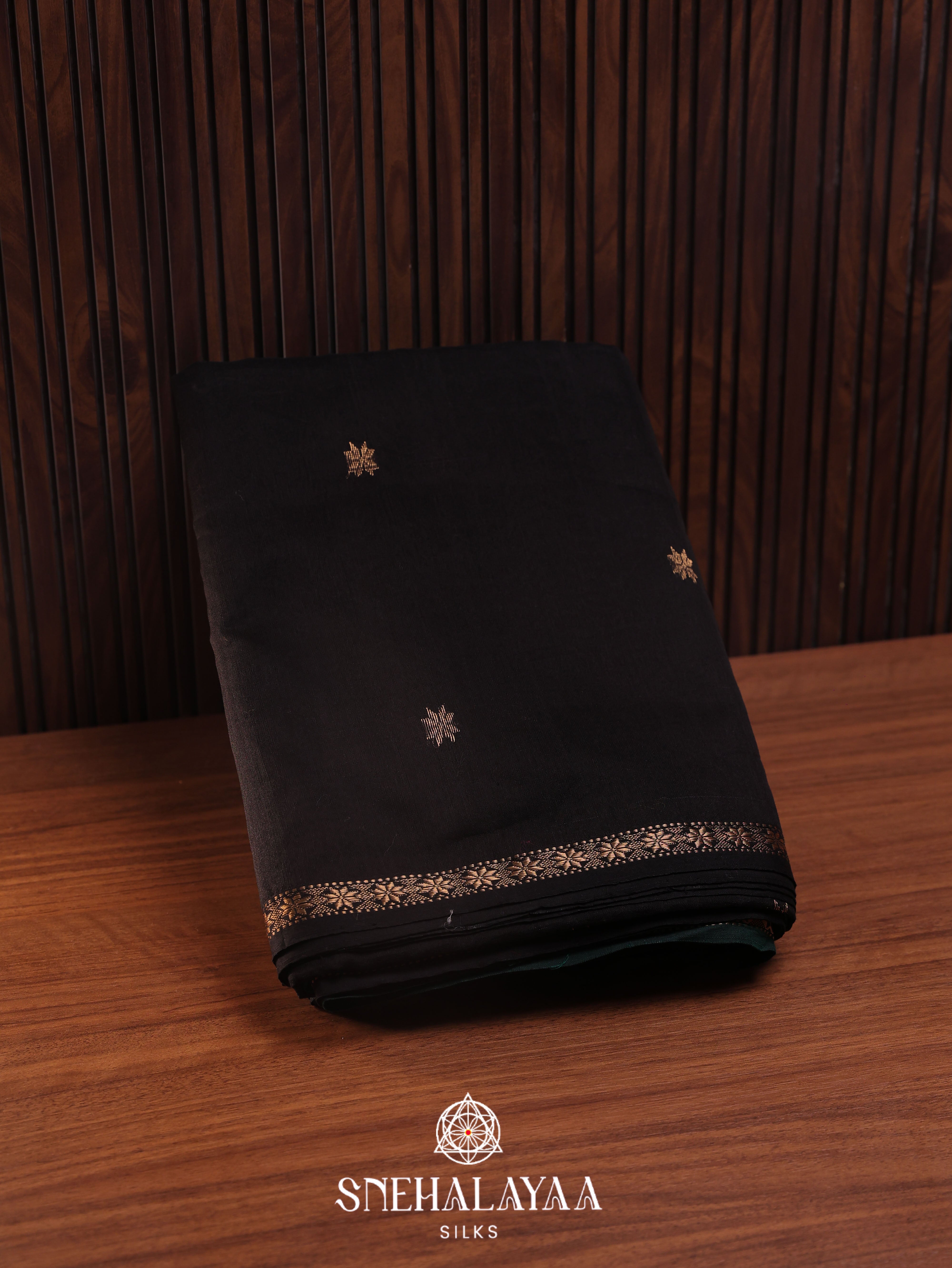 Black Maheshwari Silk Cotton Saree