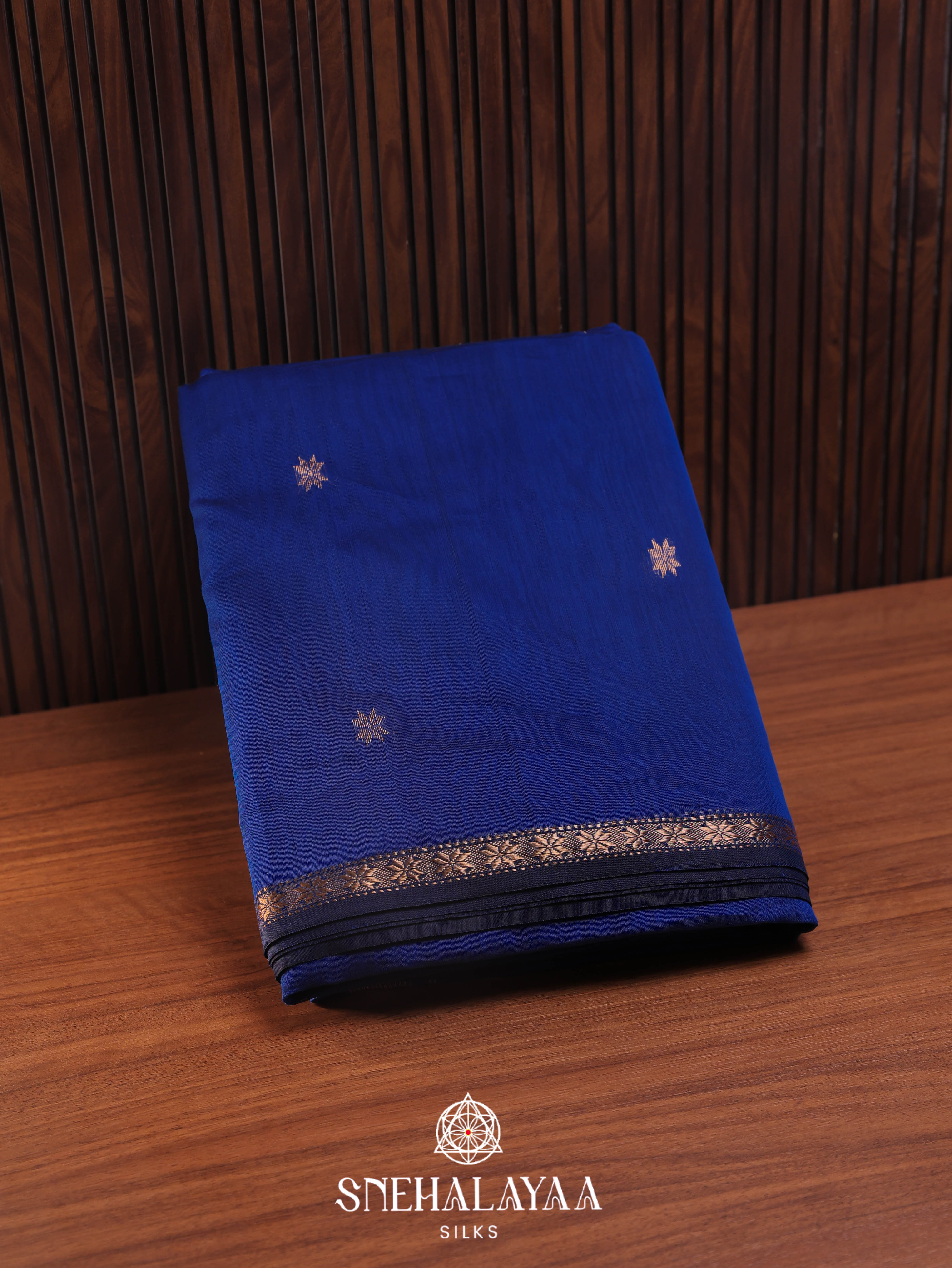 Blue Maheshwari Silk Cotton Saree